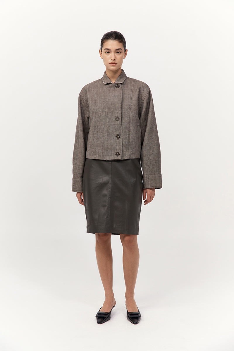 Wool Cocoon Bomber - Parquetry - 2