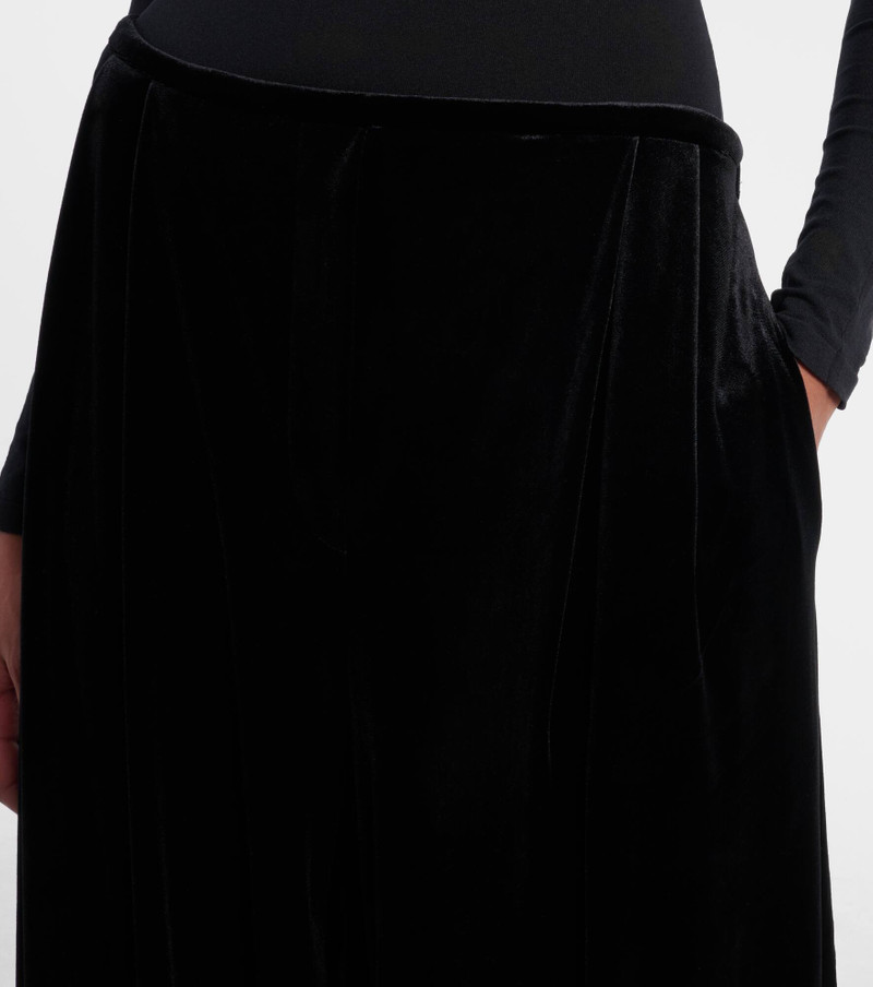 Pleated high-rise velvet wide-leg pants 4