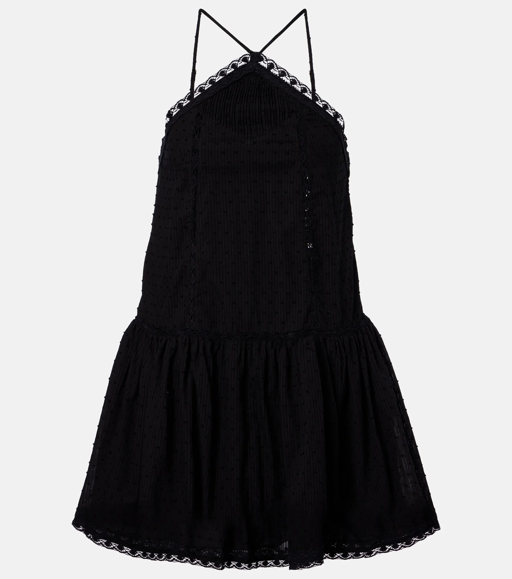 Nora crochet-trimmed cotton minidress - 1
