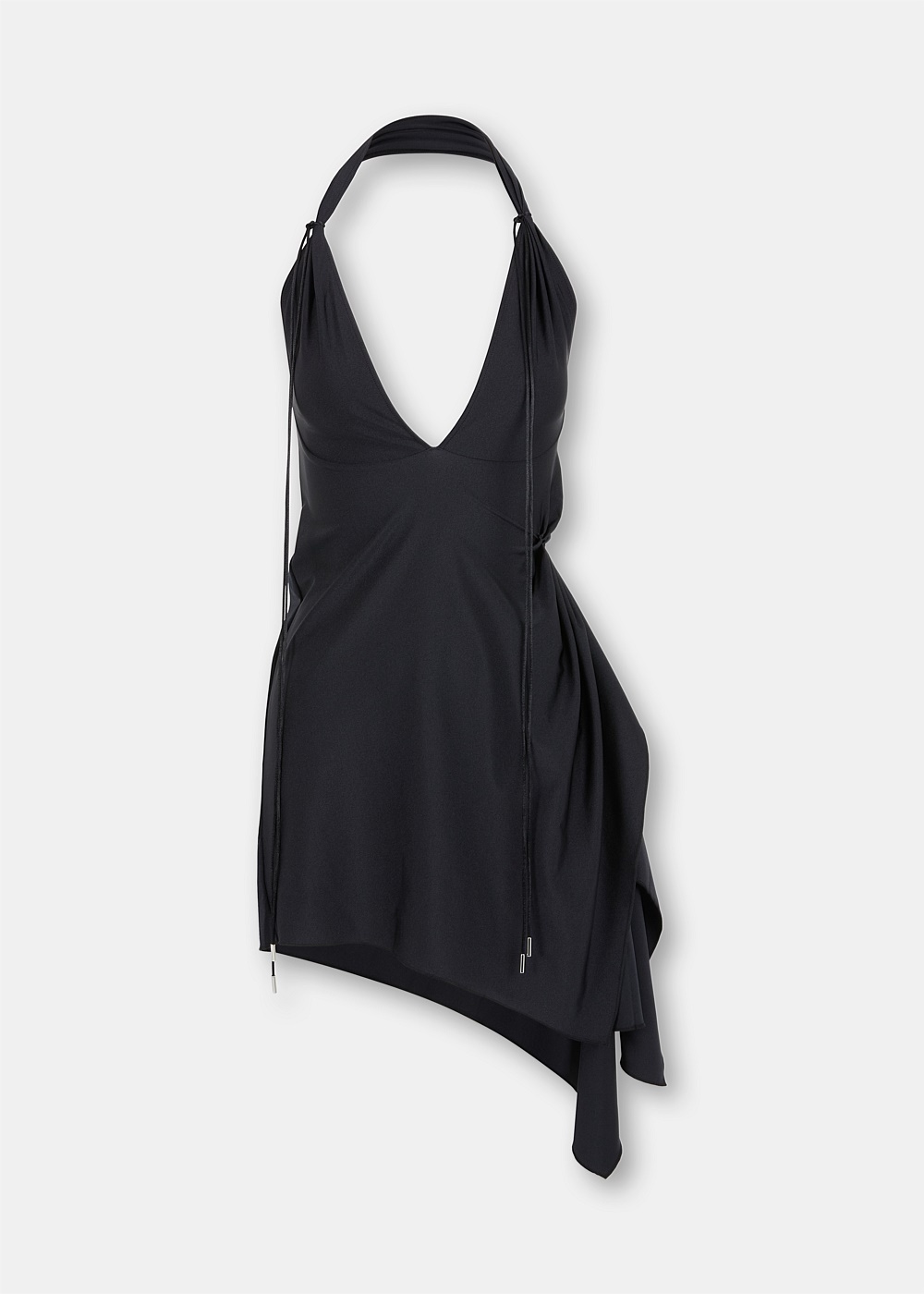 Black Draped Mini Dress - 1