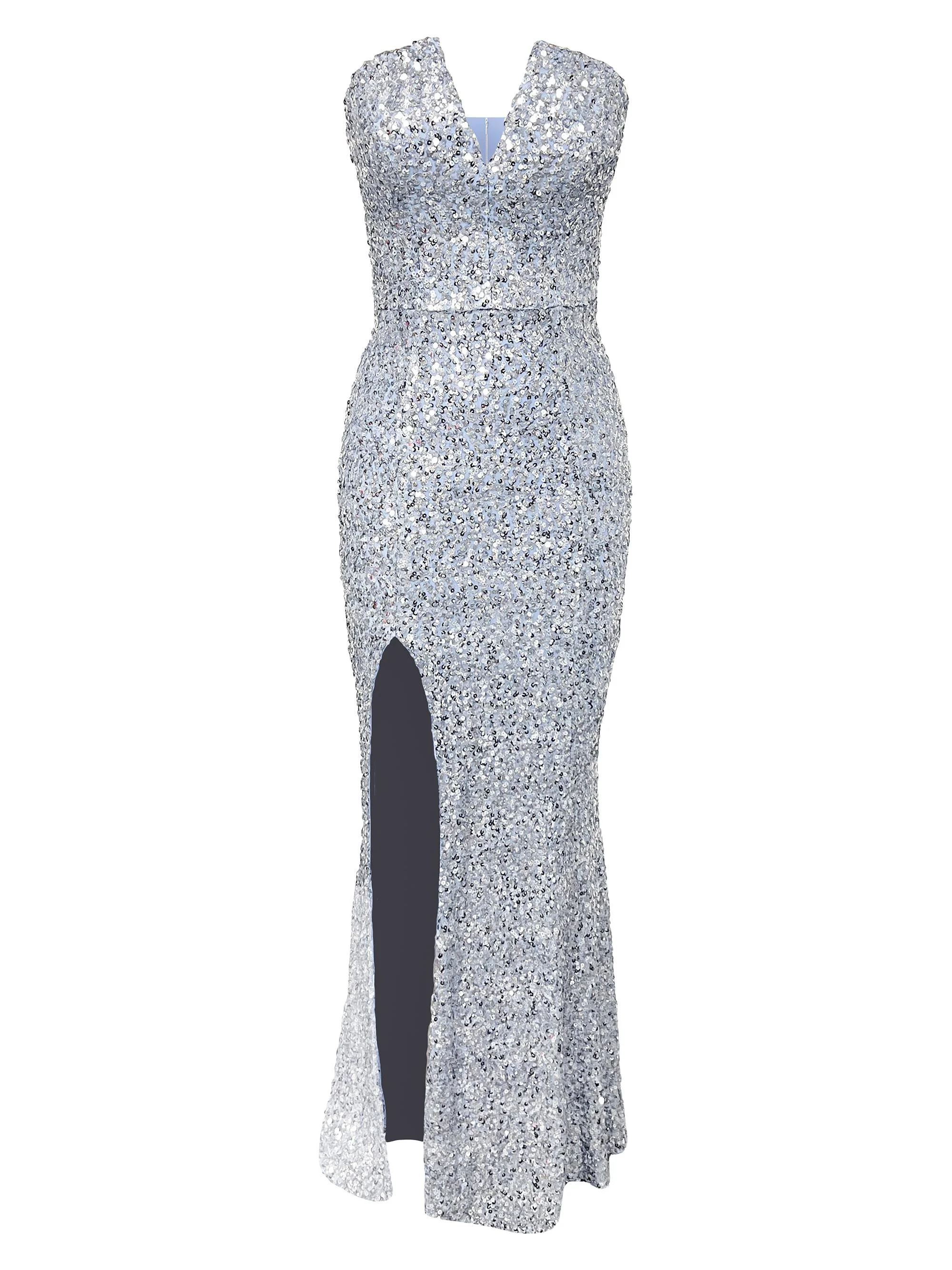Women's Fernanda Sequin Mermaid Gown - Platinum Multi - 1