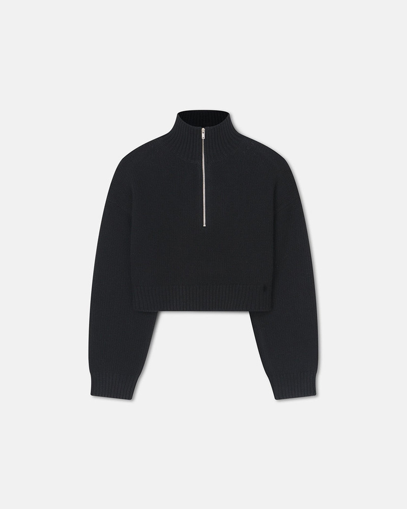 Cropped Quarter Zip Sweater - 1