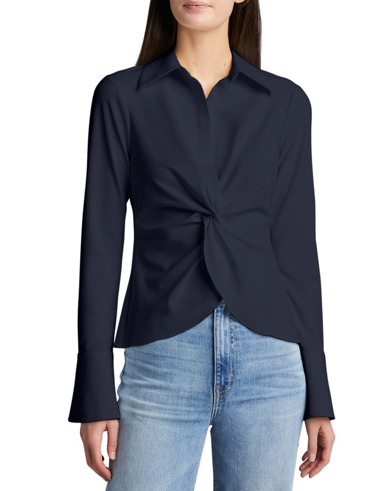 Cinq à Sept McKenna Long-Sleeve Collared Top outlook
