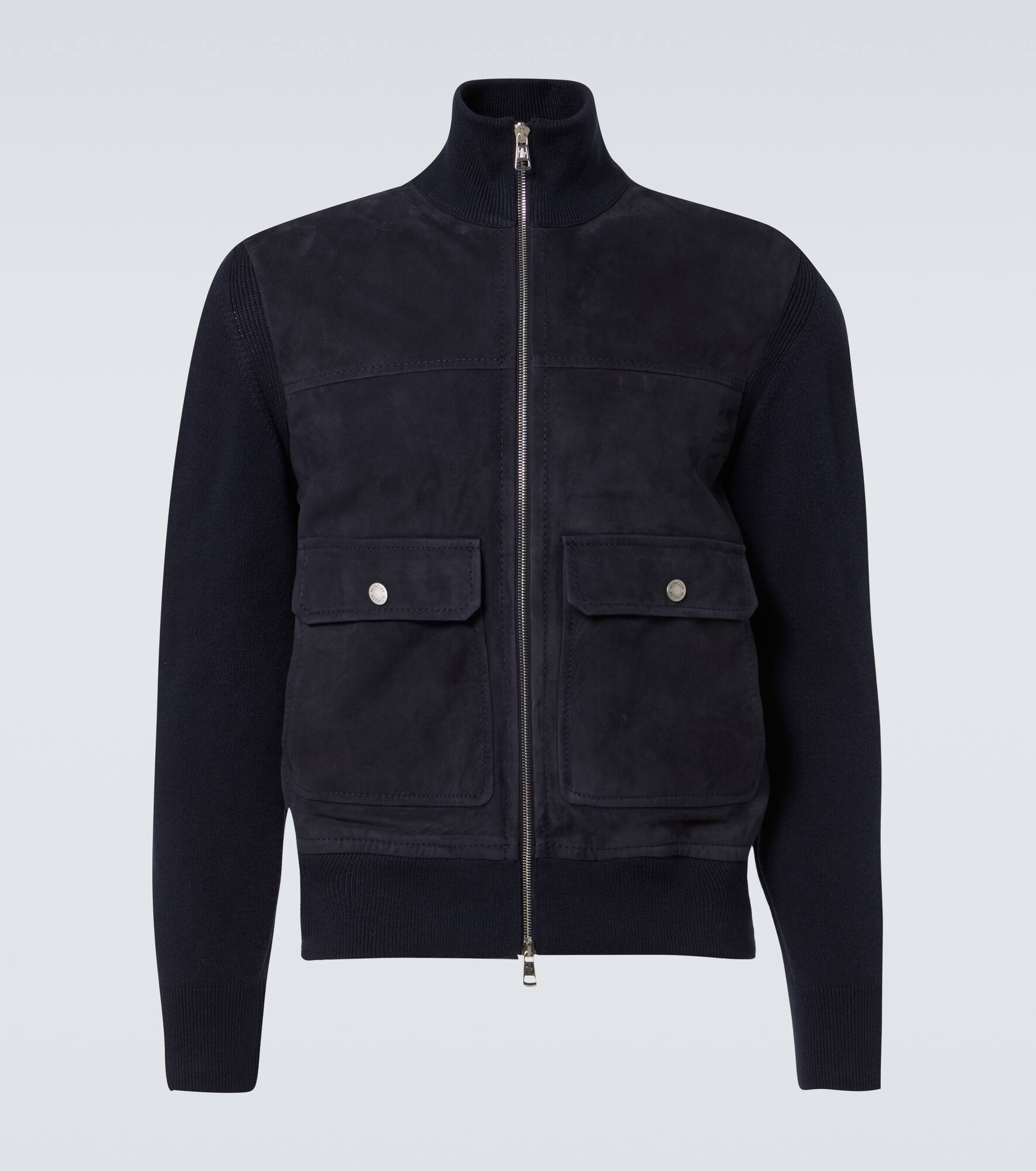 Suede-trimmed wool and cotton jacket - 1