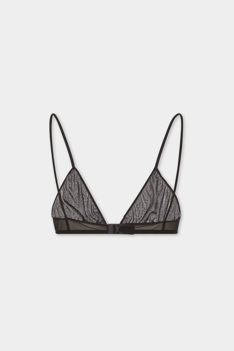 DSQUARED2 LOGO TULLE TRIANGLE BRA - 2