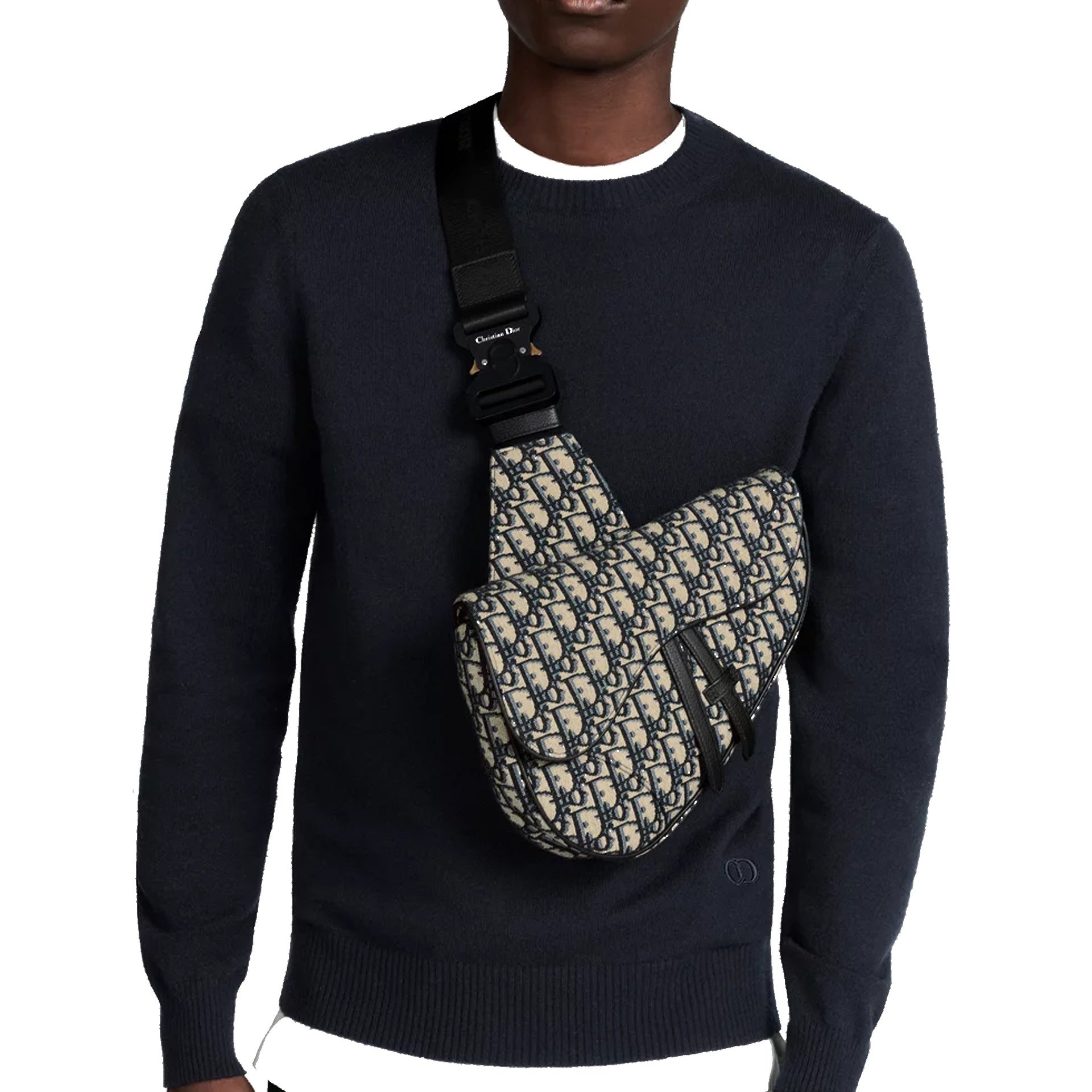 Saddle Bag in Beige and Black Dior Oblique Jacquard - 6
