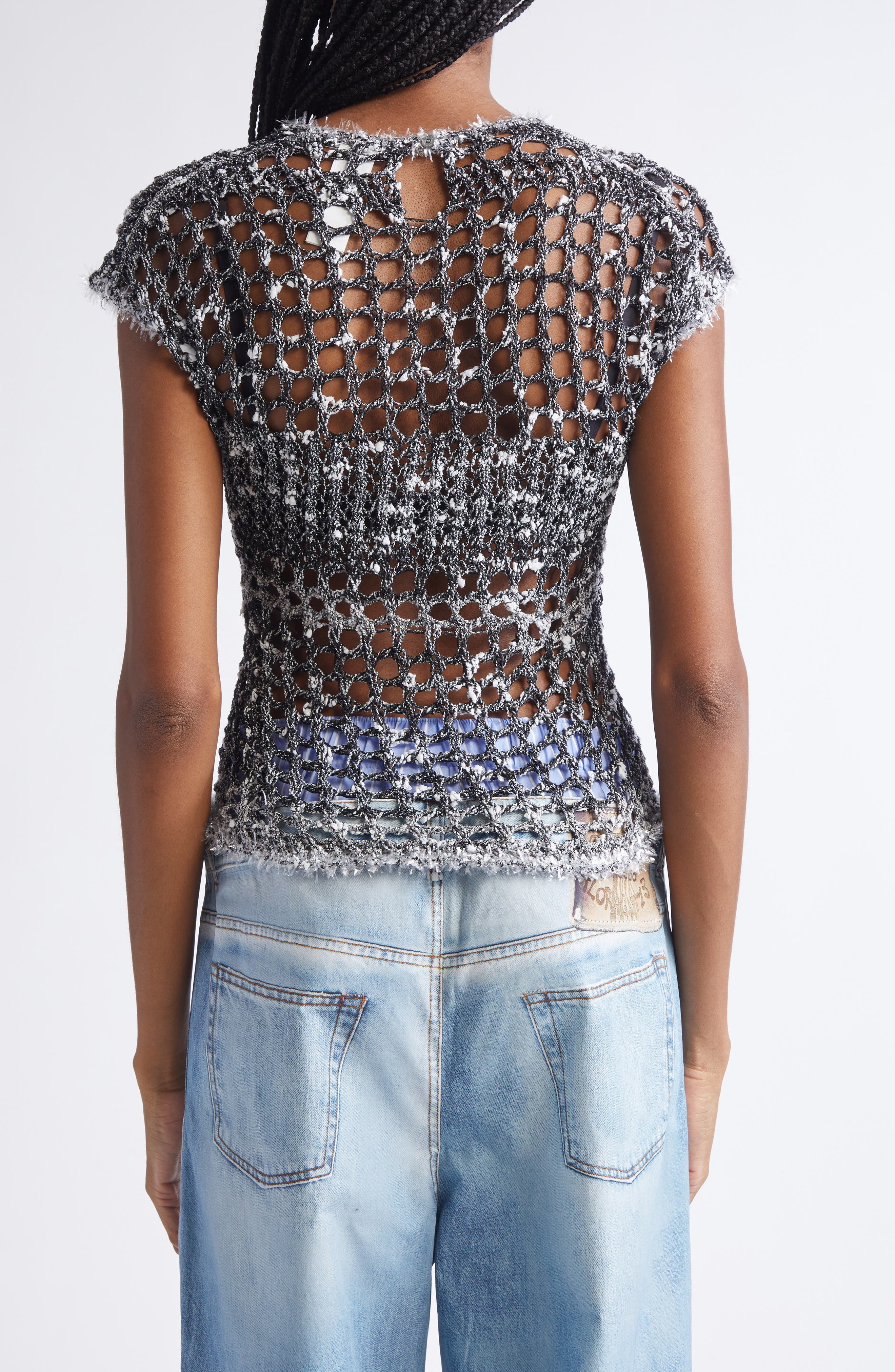 Acne Studios Crochet Crop T-Shirt in Black at Nordstrom - 3