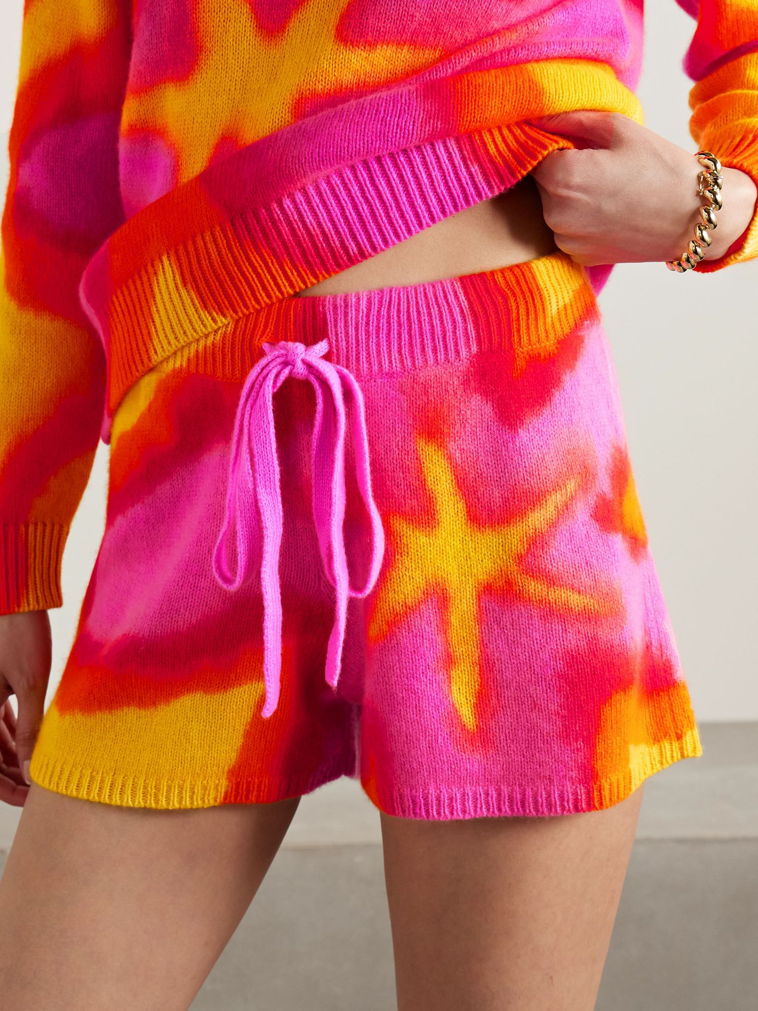 Tie-dyed cashmere shorts Yellow - 3