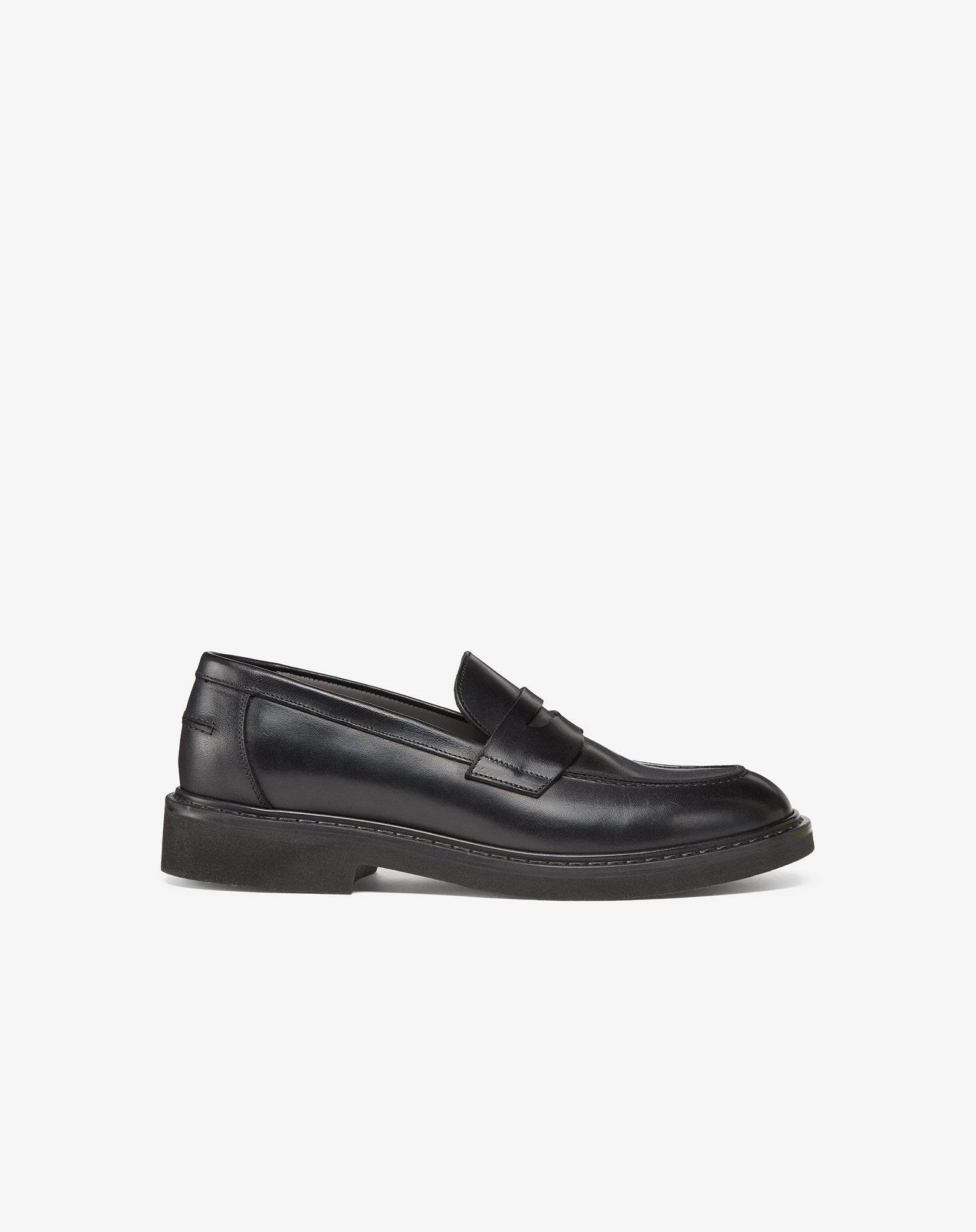 Black aged calfskin loafers - 1