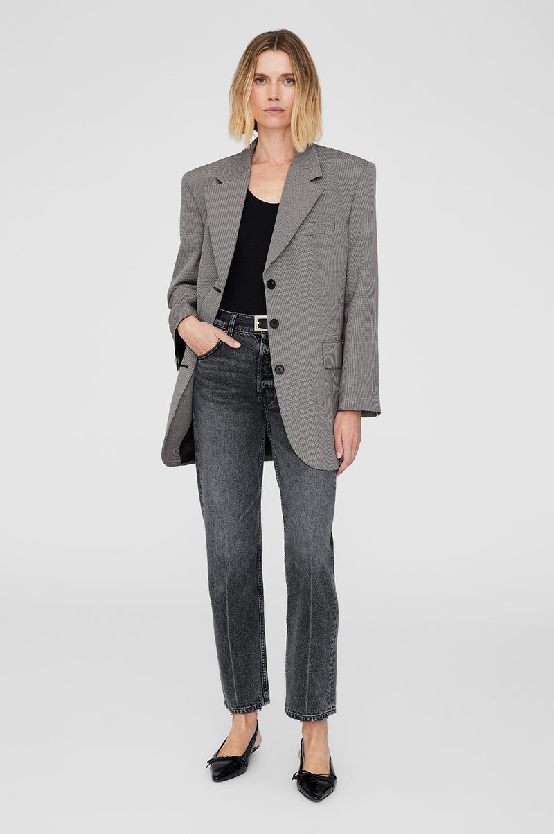 ANINE BING Sara Blazer - Black And White Mini Houndstooth outlook