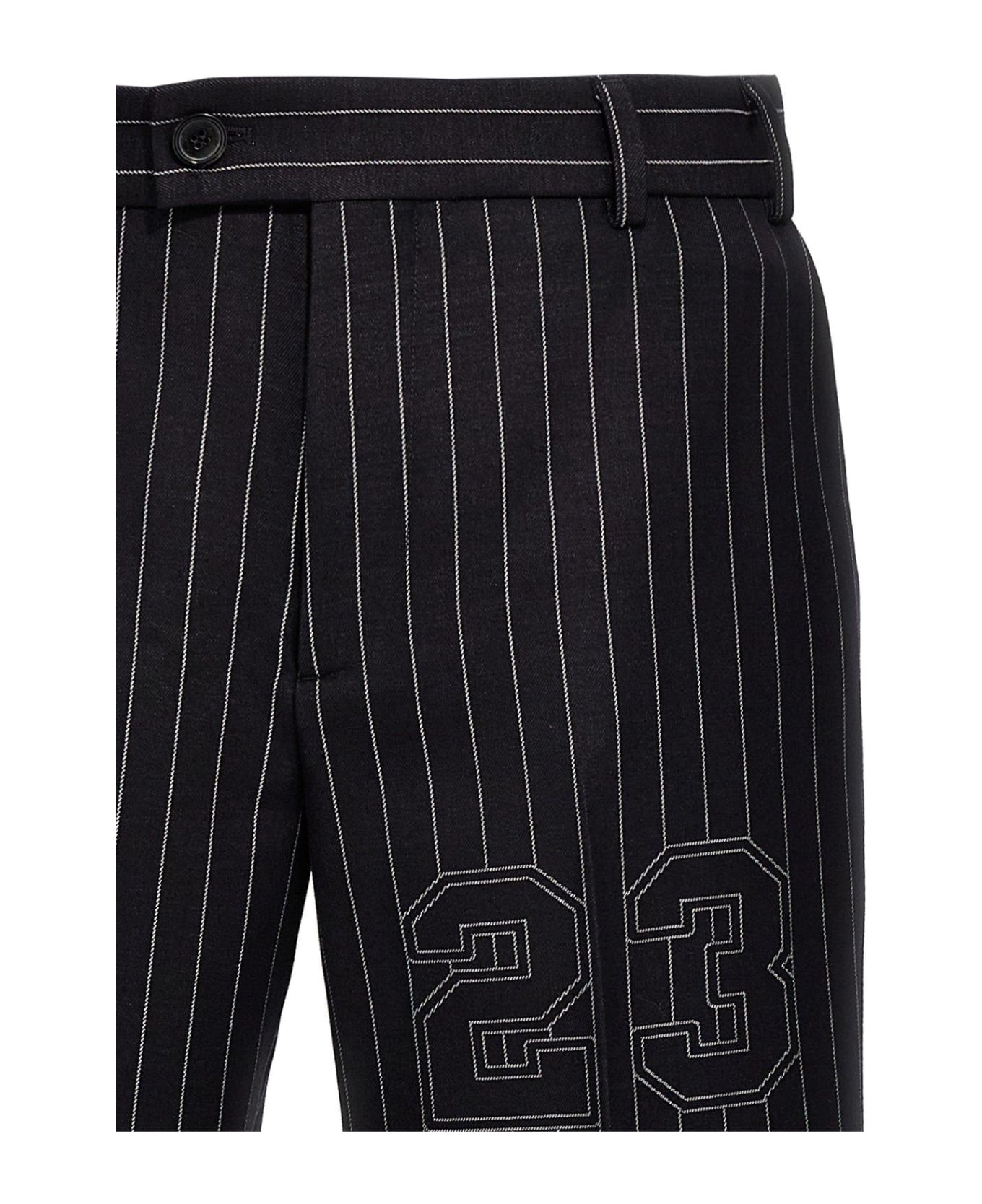 Pinstriped Straight Leg Pants - 3
