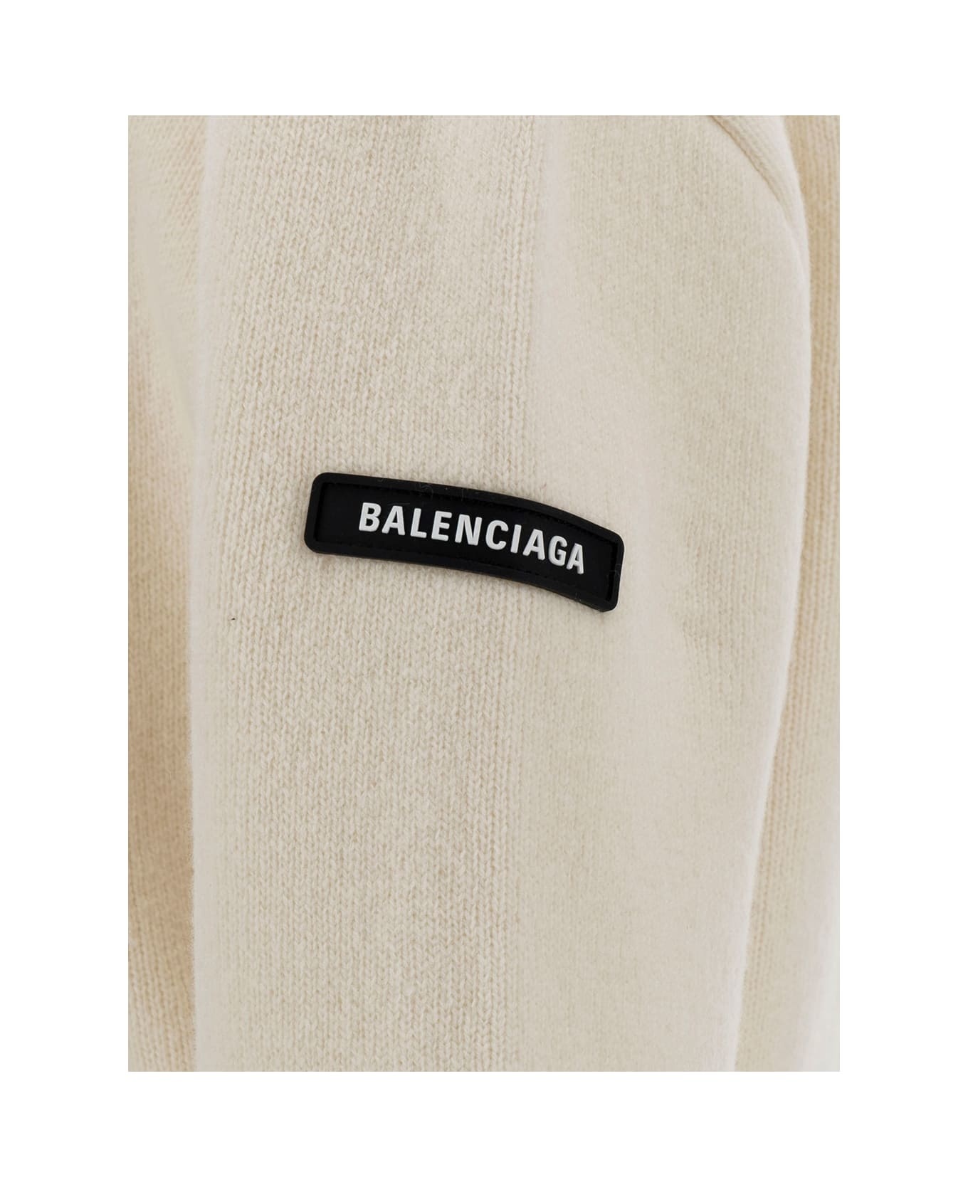 White Cropped Sweater With Logo Patch In Wool Blend Woman - 3