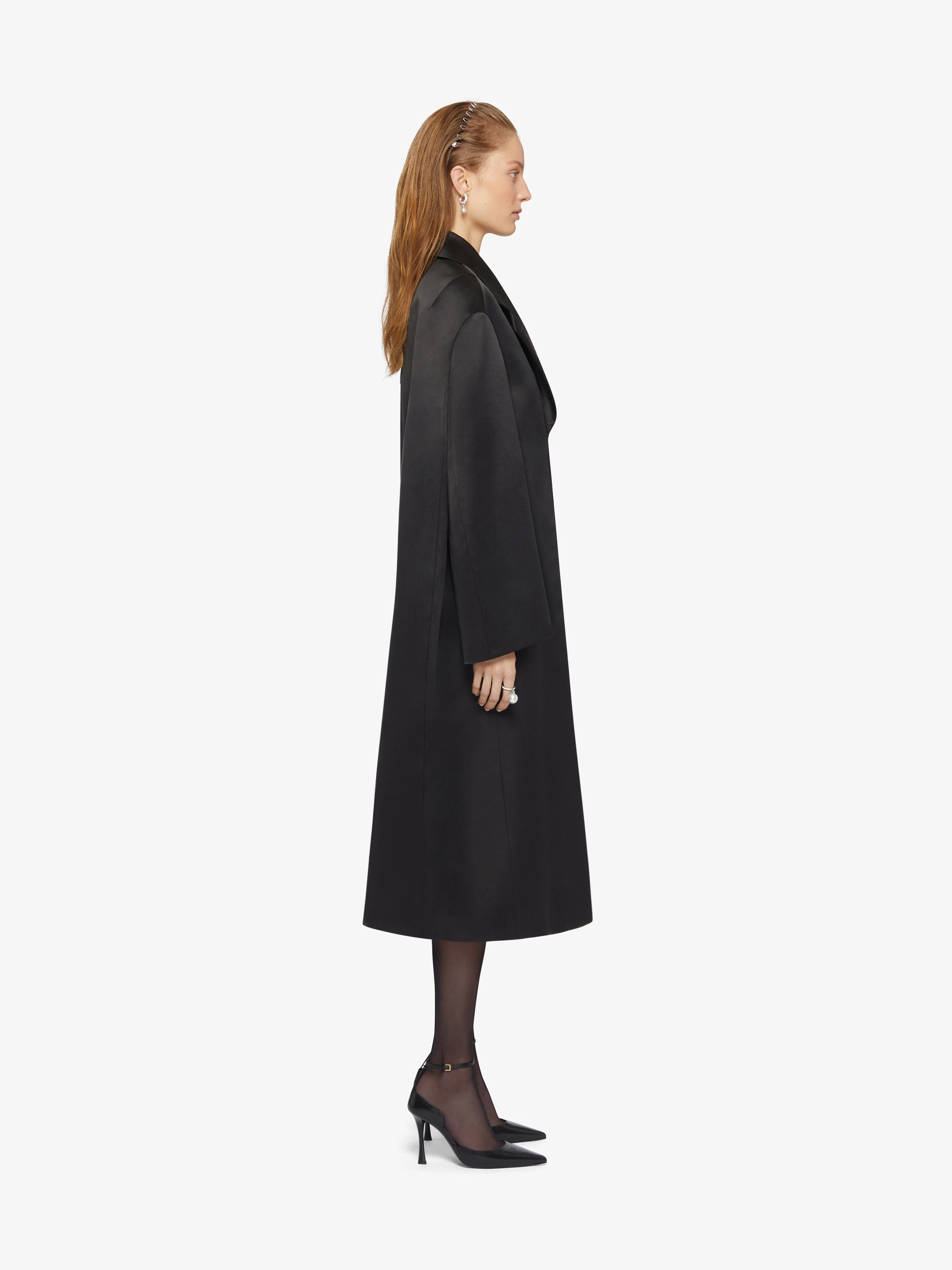 OVERSIZED COAT IN SILK SATIN DUCHESSE - 3