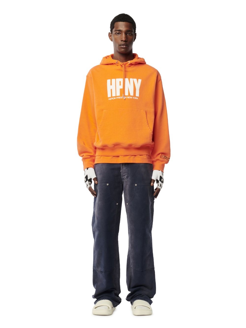 HERON PRESTON logo-print cotton hoodie - Orange