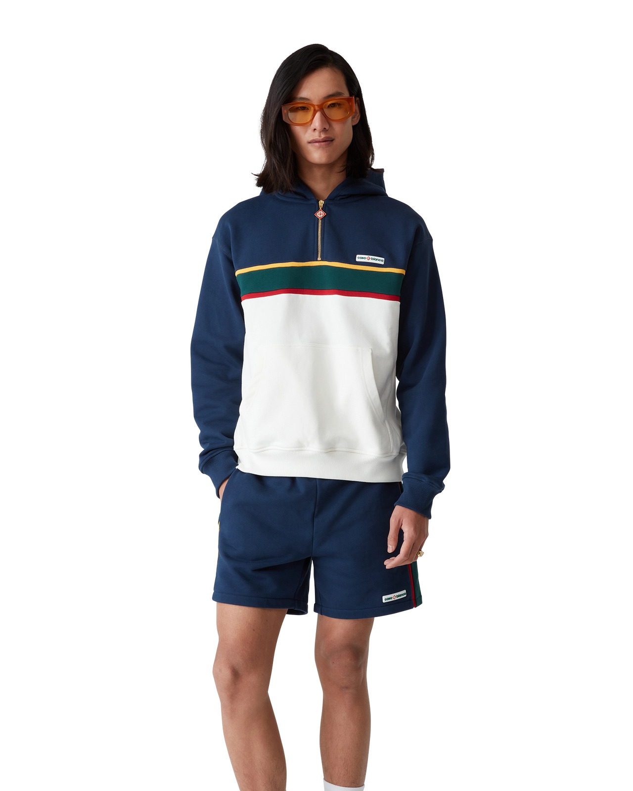 Colourblock Quarter Zip Hooded Sweatshirt - 4