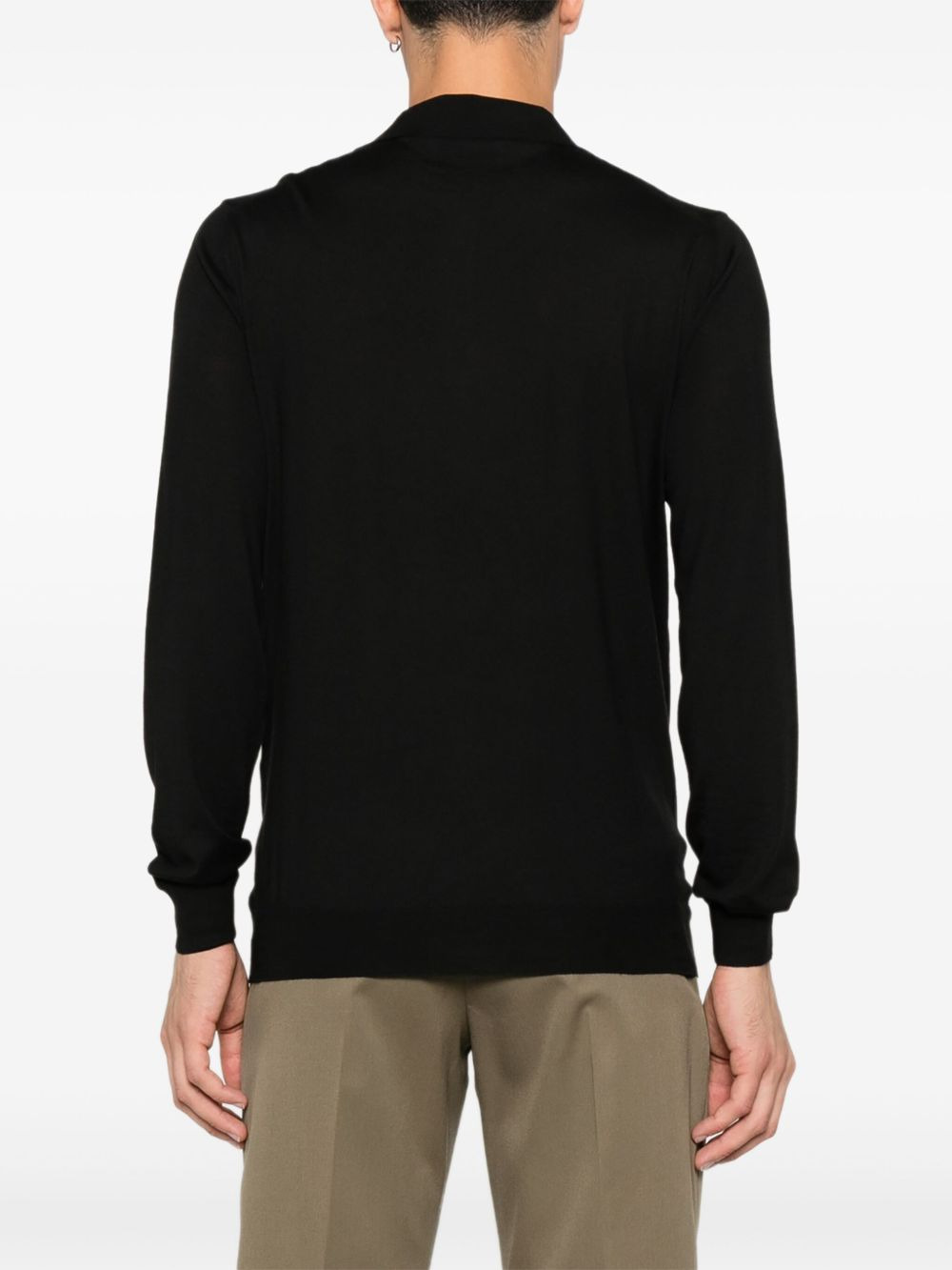 long-sleeve wool polo shirt - 4