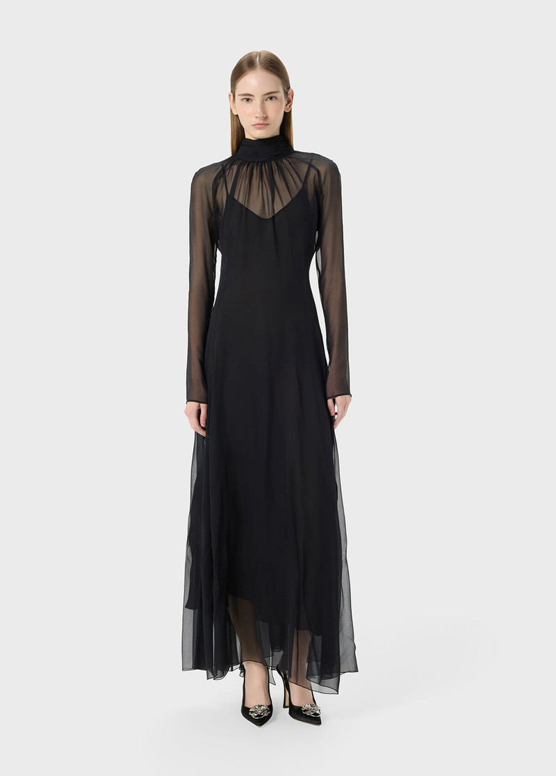 LONG SILK GEORGETTE DRESS WITH SCARF 5