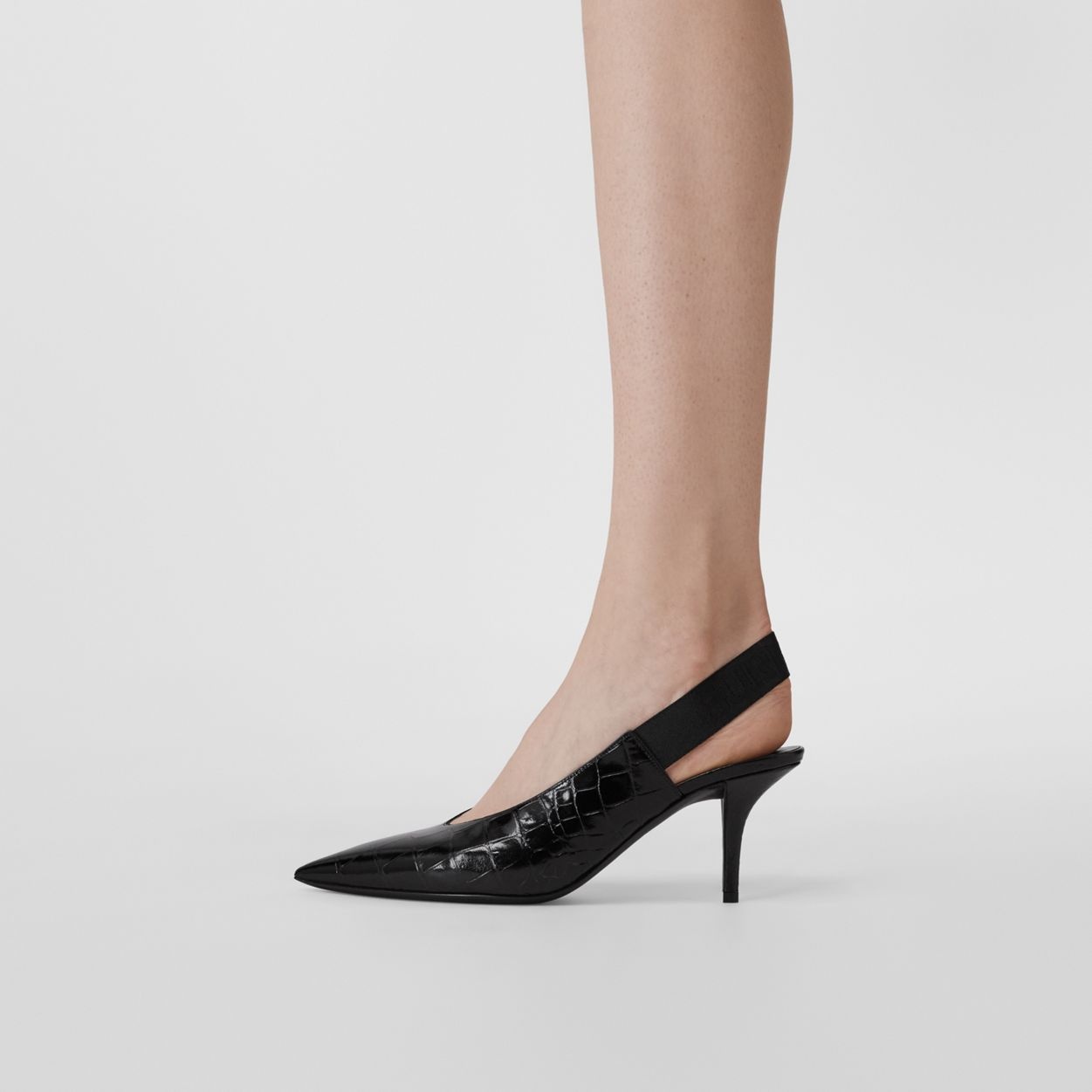 Embossed Leather Slingback Pumps - 3