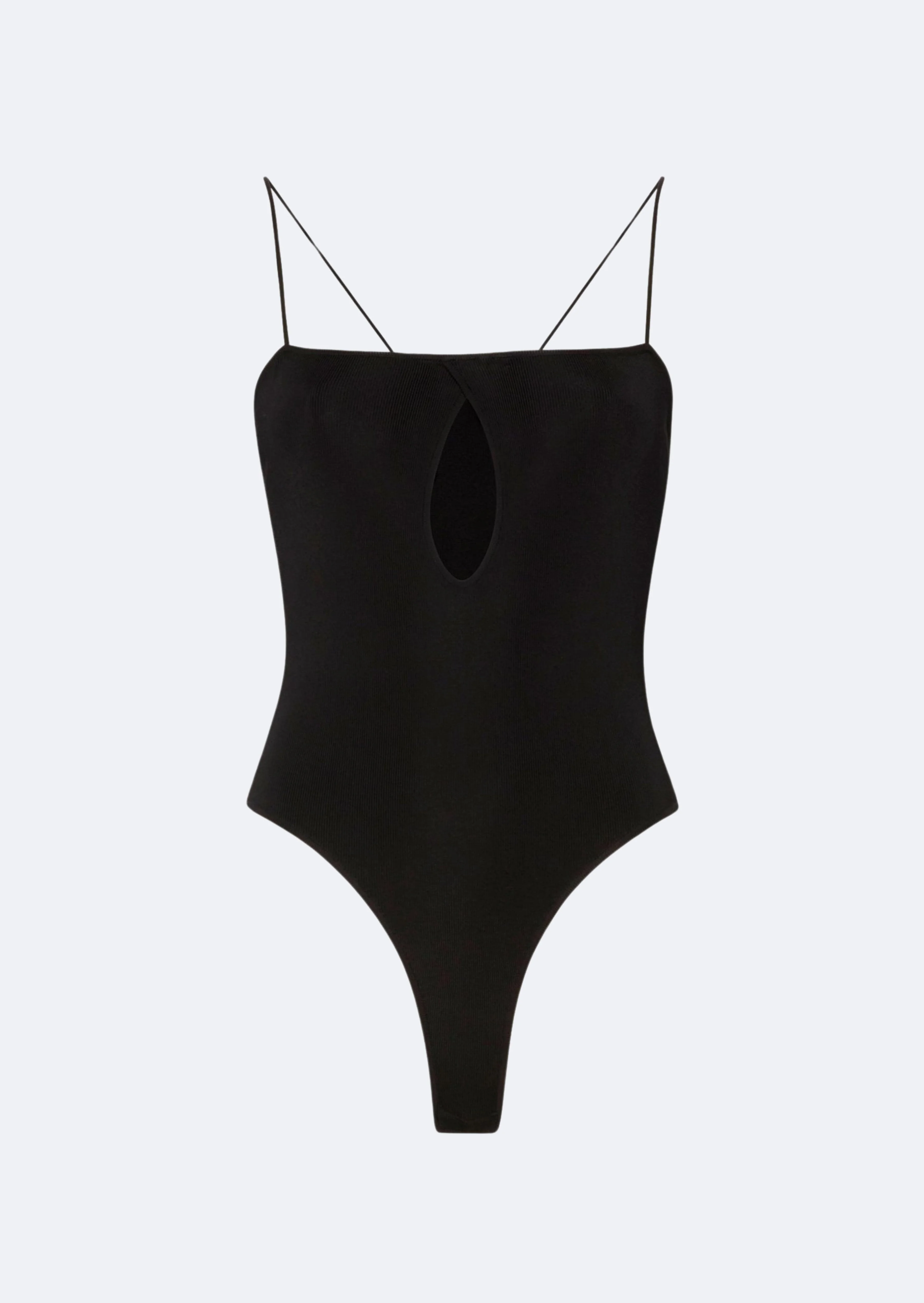 Shiny Viscose Slit Bodysuit - 1