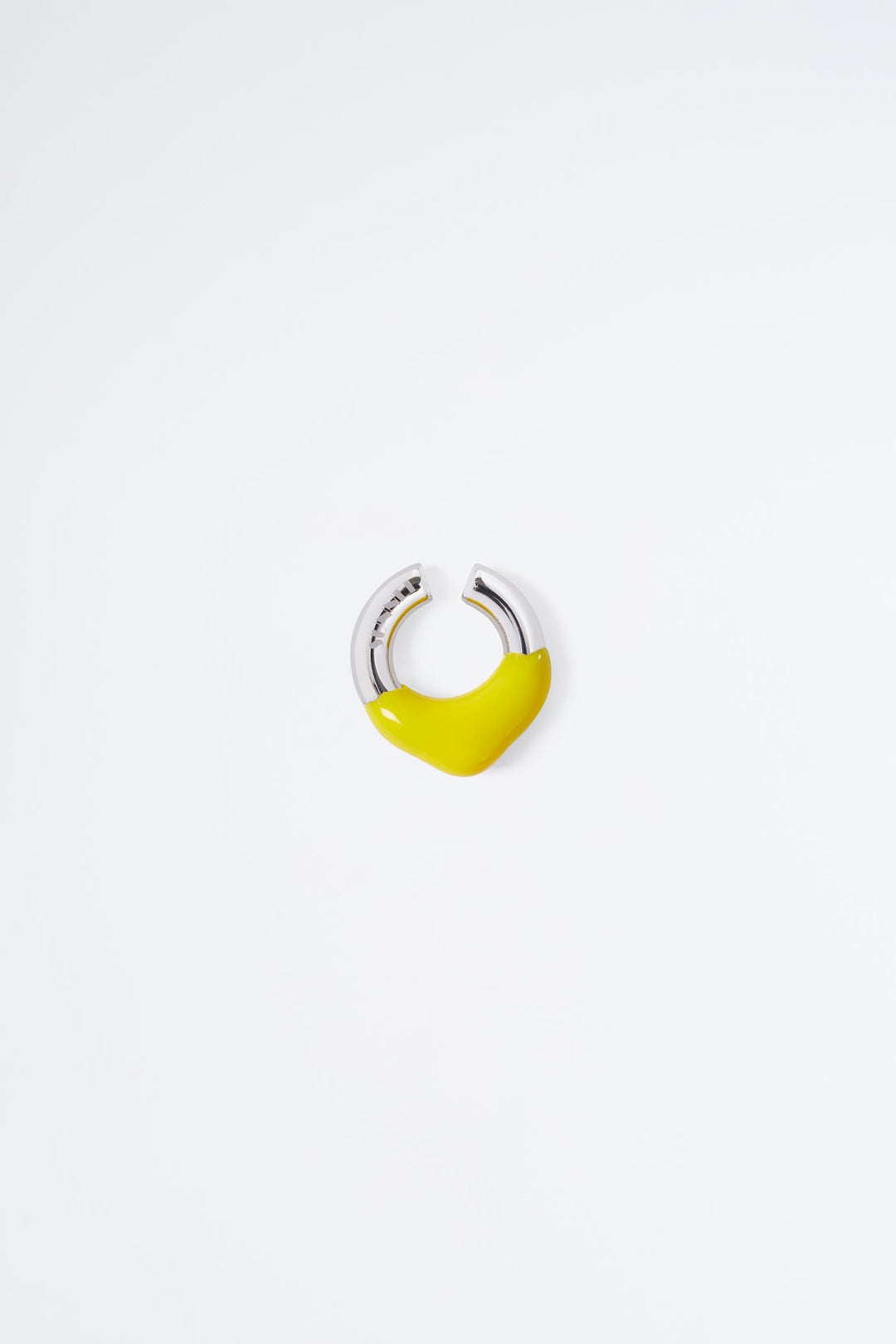 YELLOW RUBBERIZED SILVER EARCUFF - 1