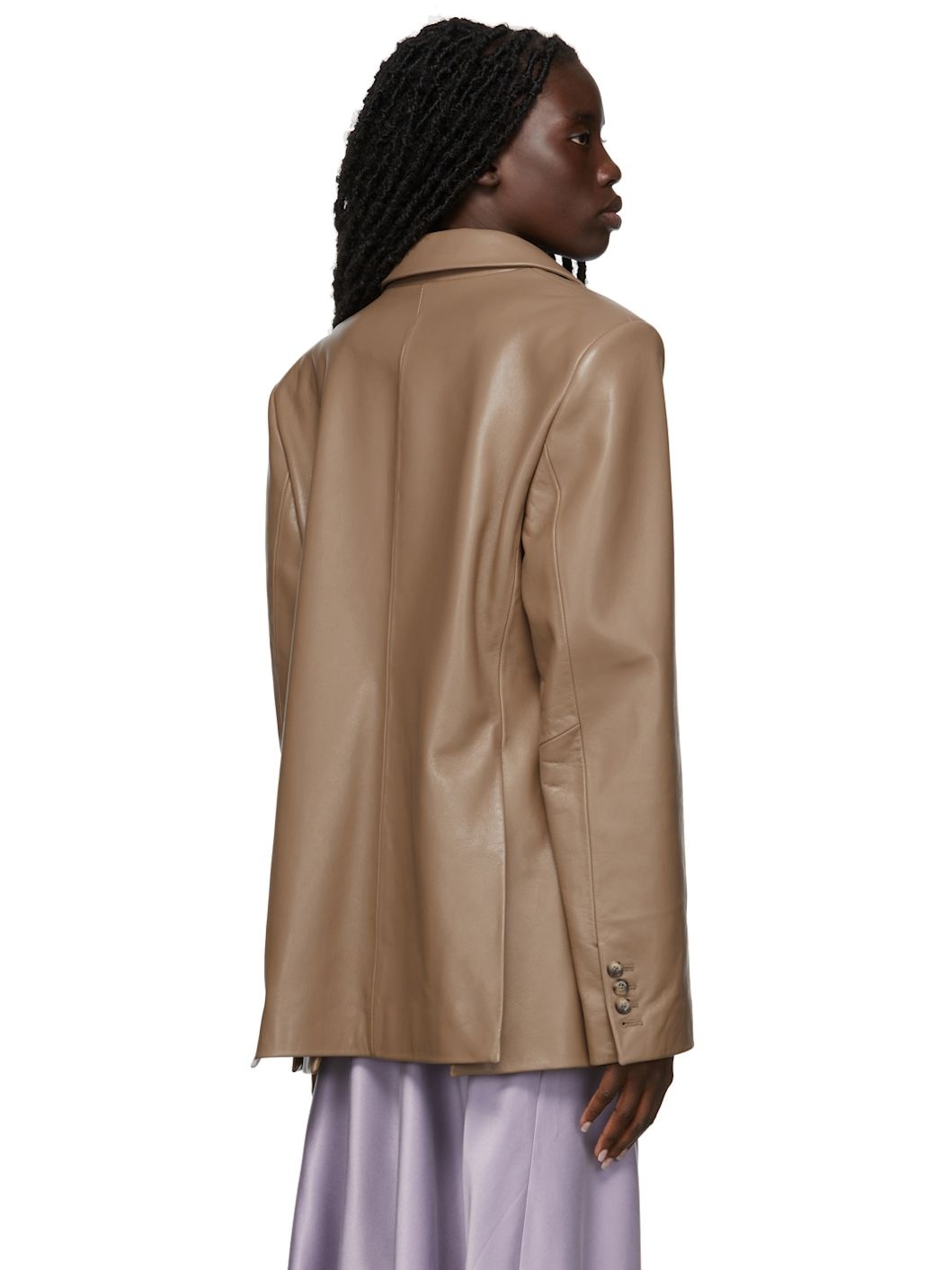 Taupe Leather Kerak Blazer - 3