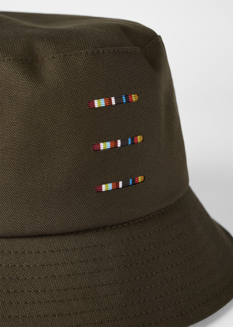 Khaki Cordura® Laser 'Signature Stripe' Bucket Hat 4