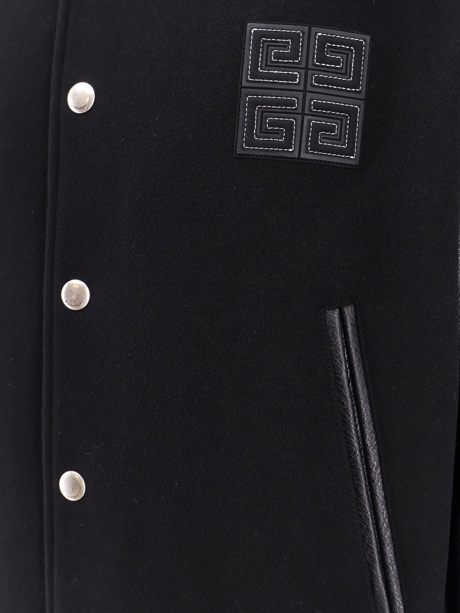 Givenchy Varsity Wool Blend Bomber With Leather Sleeves - 4