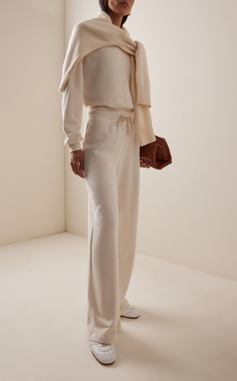 ÉTERNE Cotton Wide-Leg Sweatpants ivory outlook