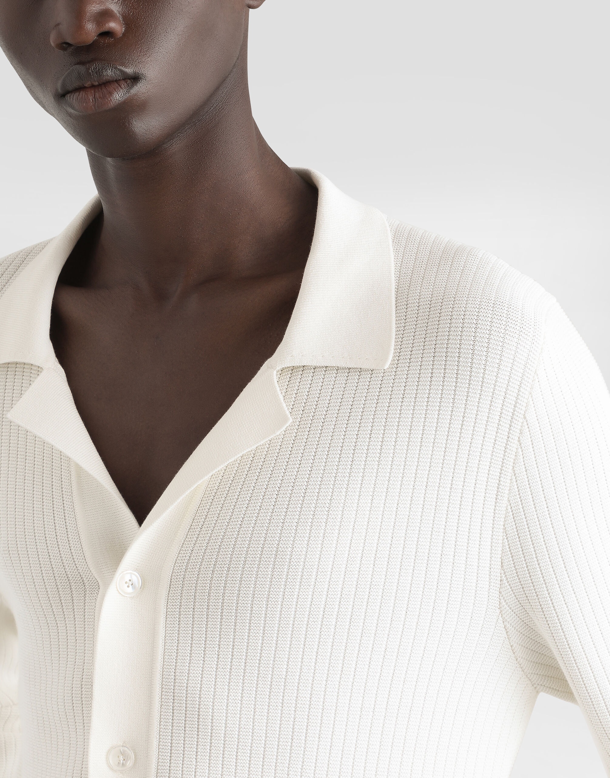Cotton openwork-knit shirt - 3