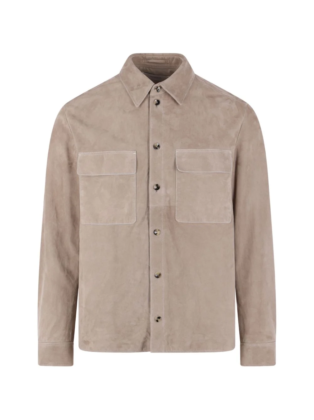 patch-pockets shirt leather jacket - 1