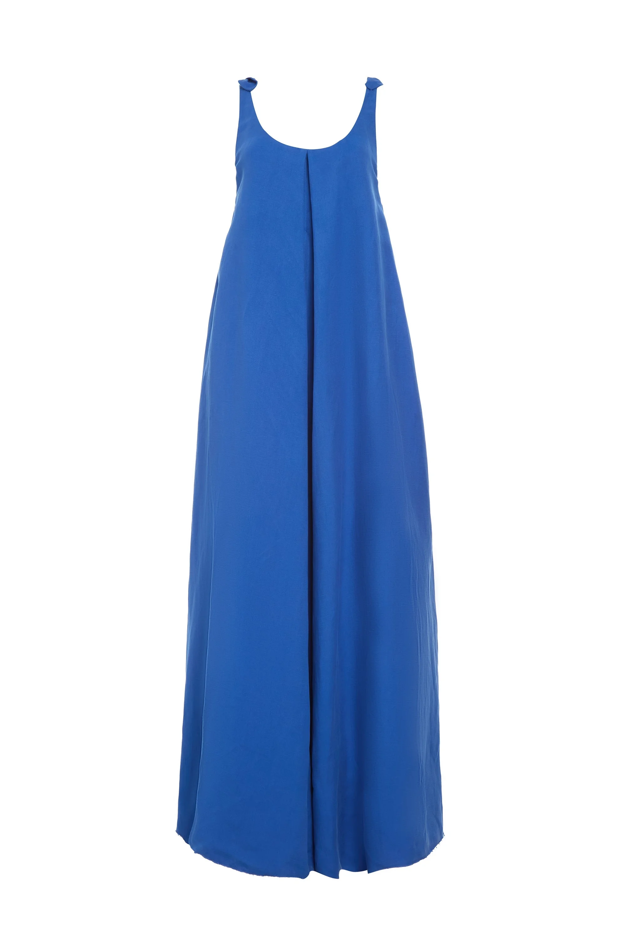 Aras Maxi Dress in Cobalt Linen Silk - 1