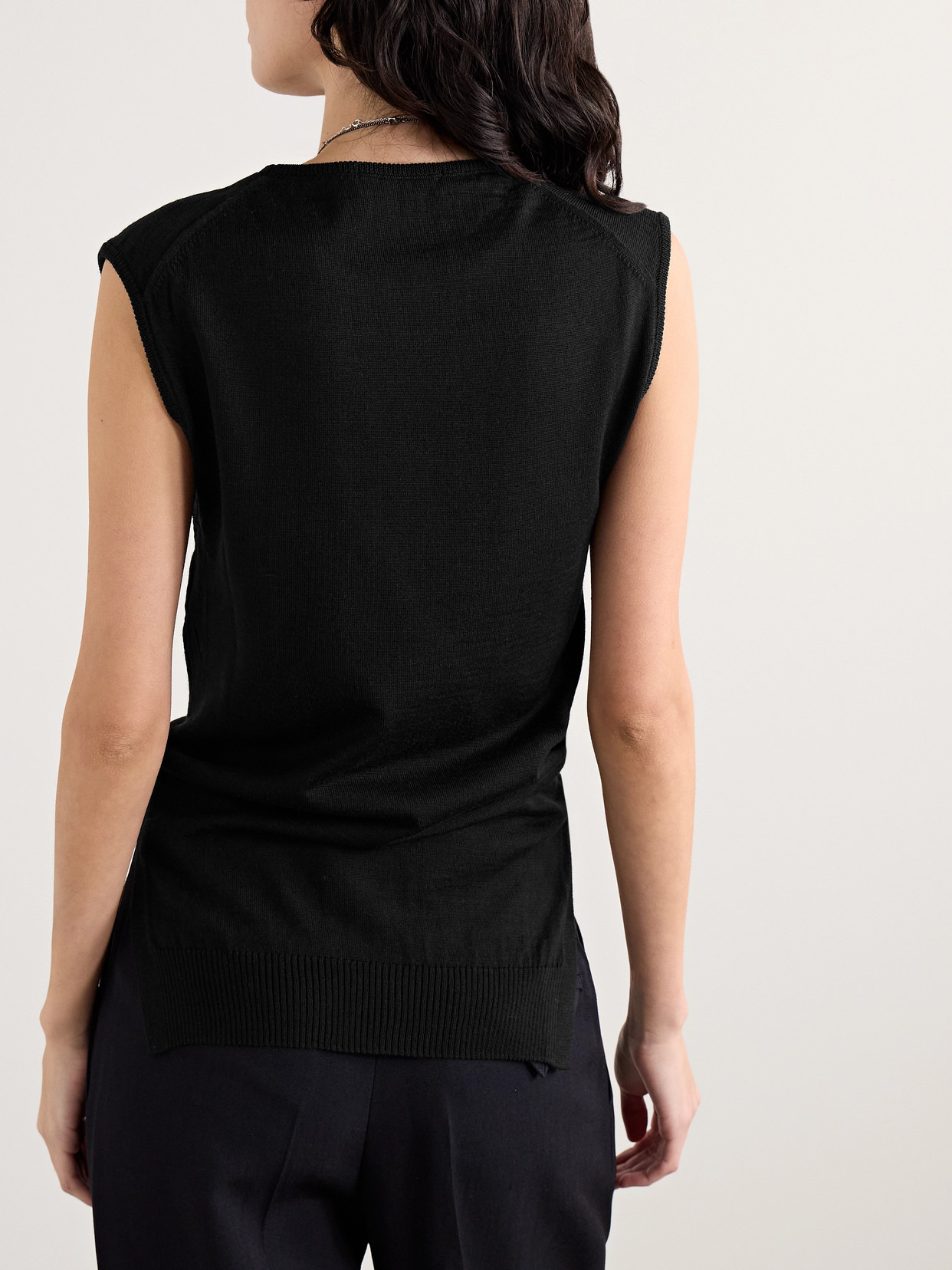 Tie-detailed Wool-blend Tank - 3