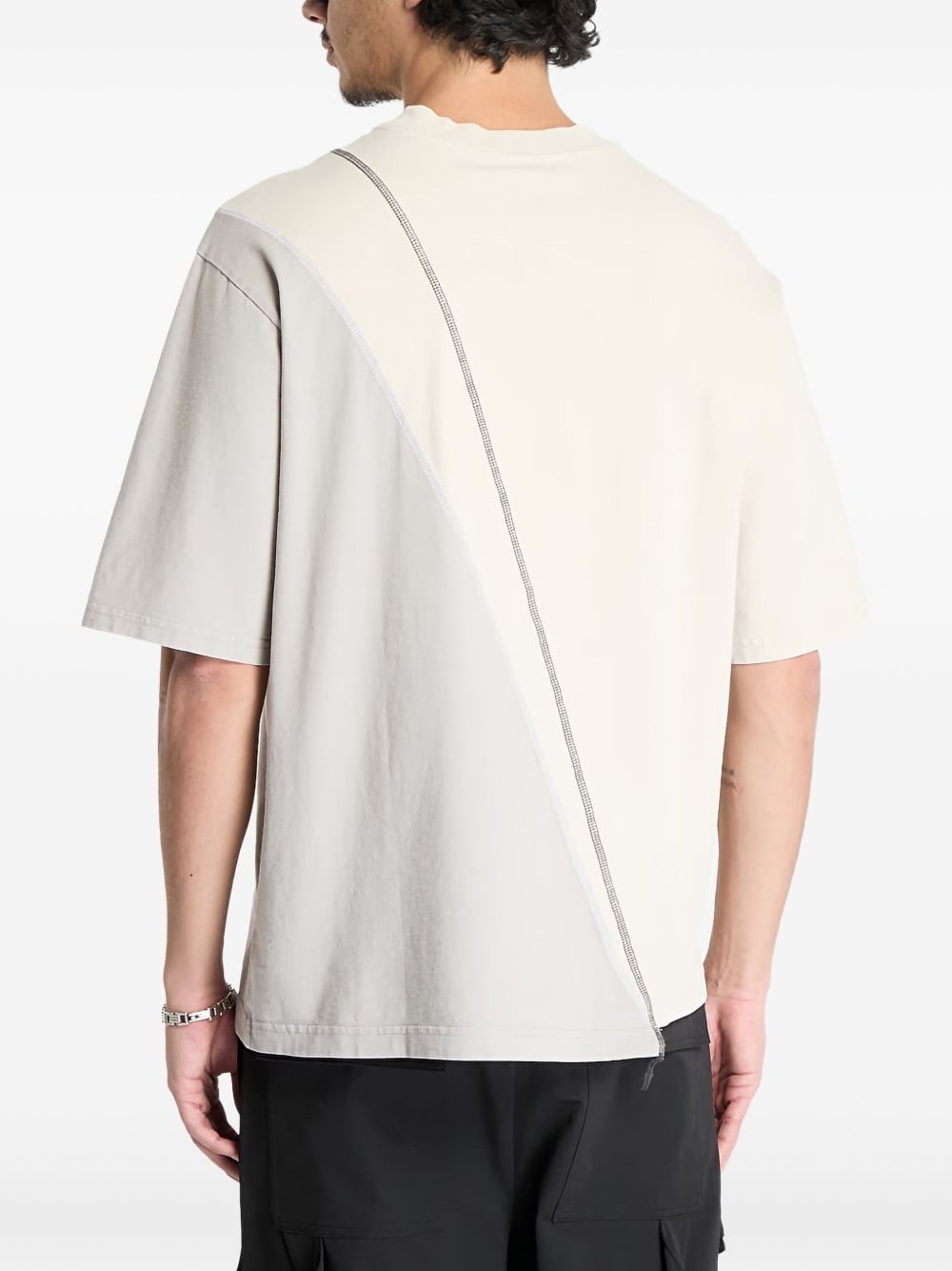 Spliced asymmetric colour-blocked T-shirt - 4