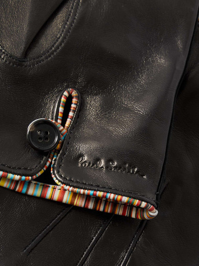 Paul Smith Stripe-Trimmed Leather Gloves outlook