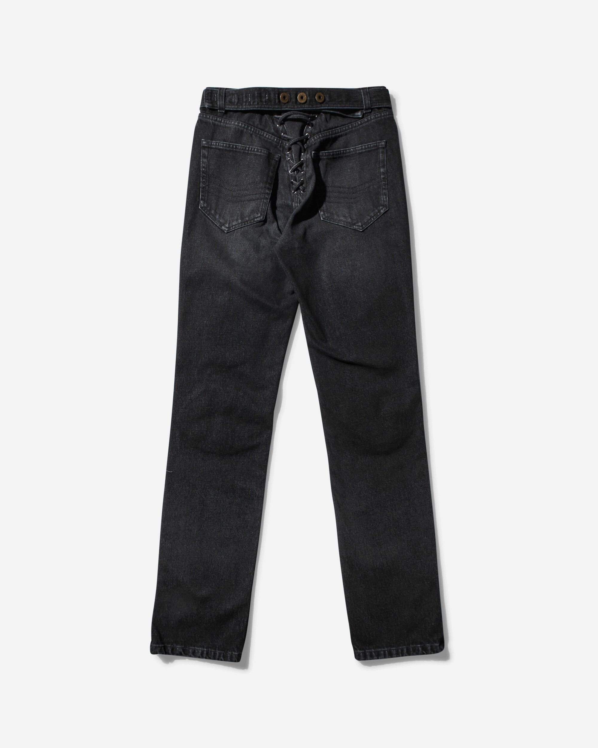 Women's Lace-Up Denim Pants Vintage Black - 2