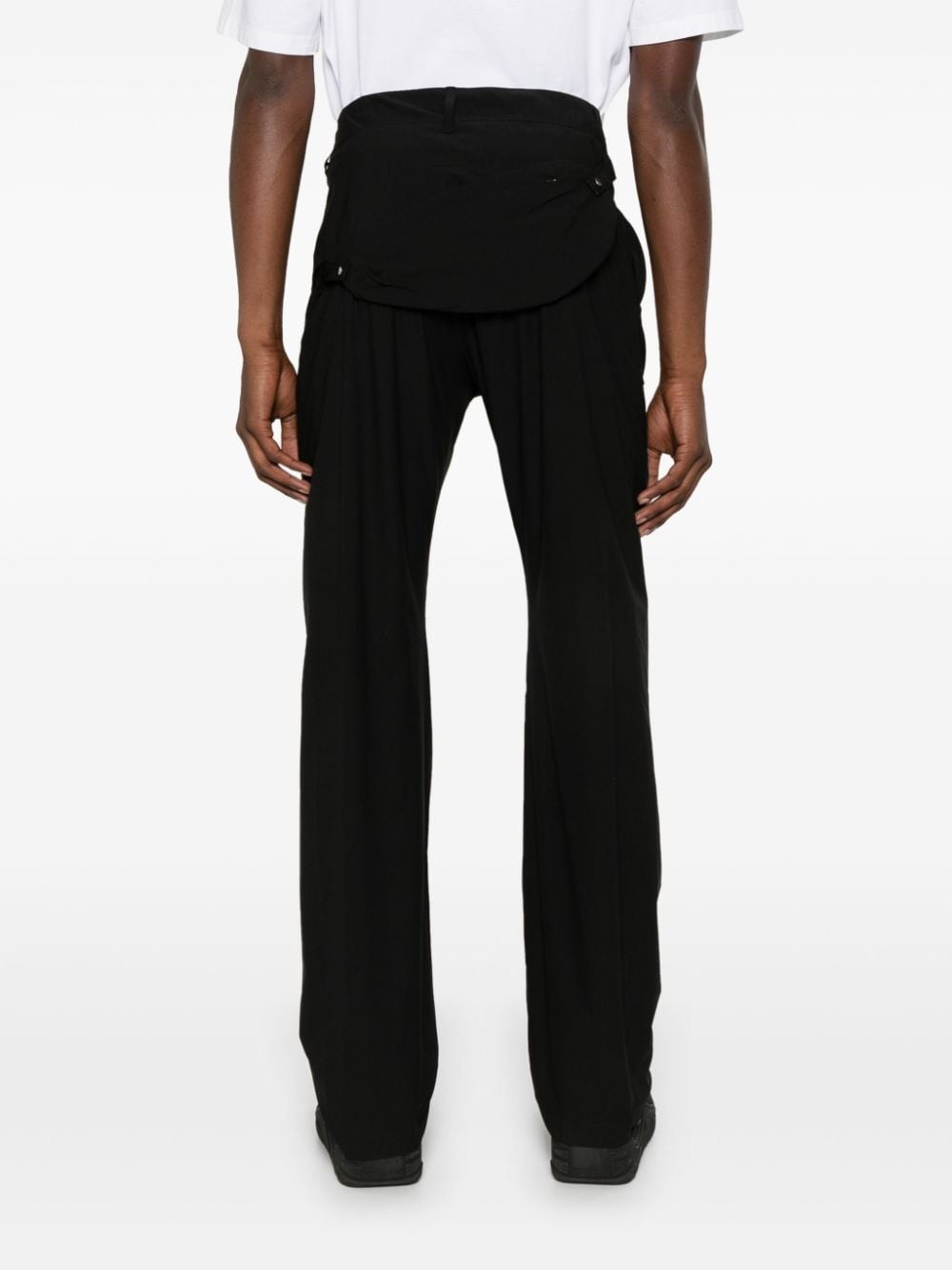 tonal stitching straight-leg trousers - 4