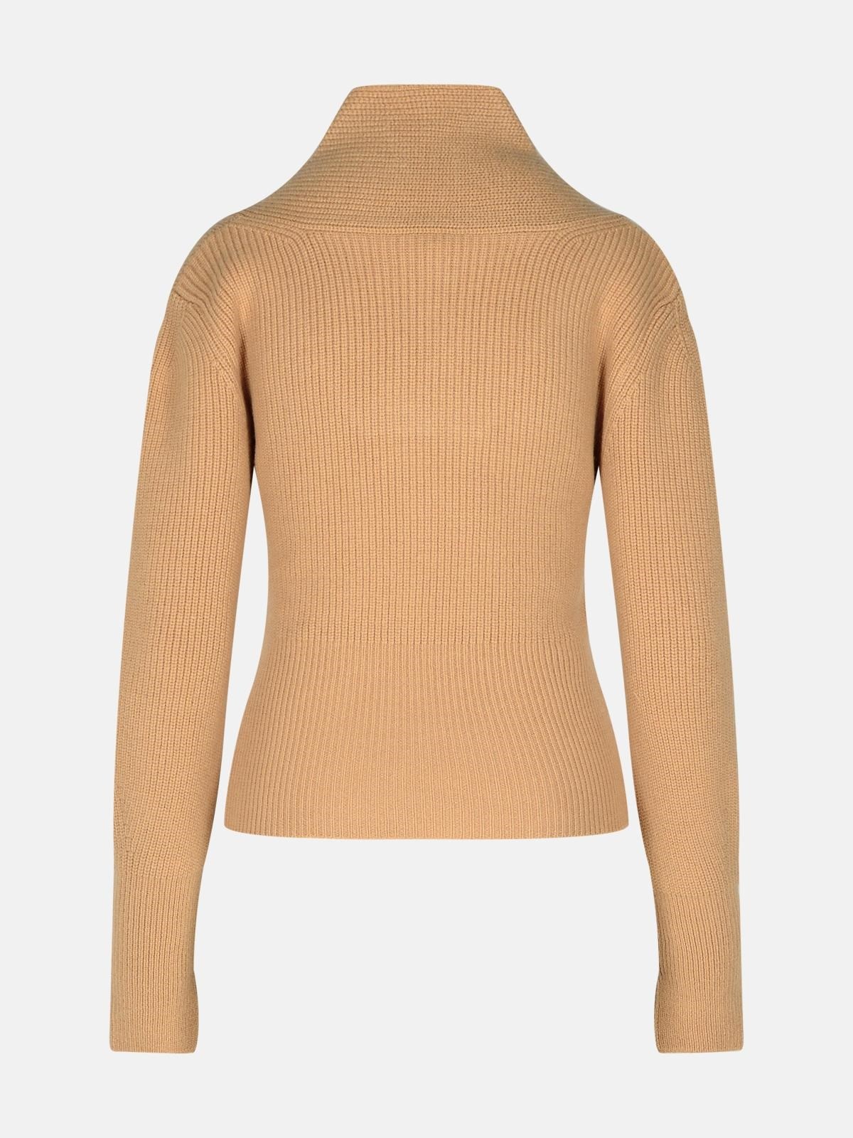 BEIGE WOOL BLEND TURTLENECK SWEATER - 3