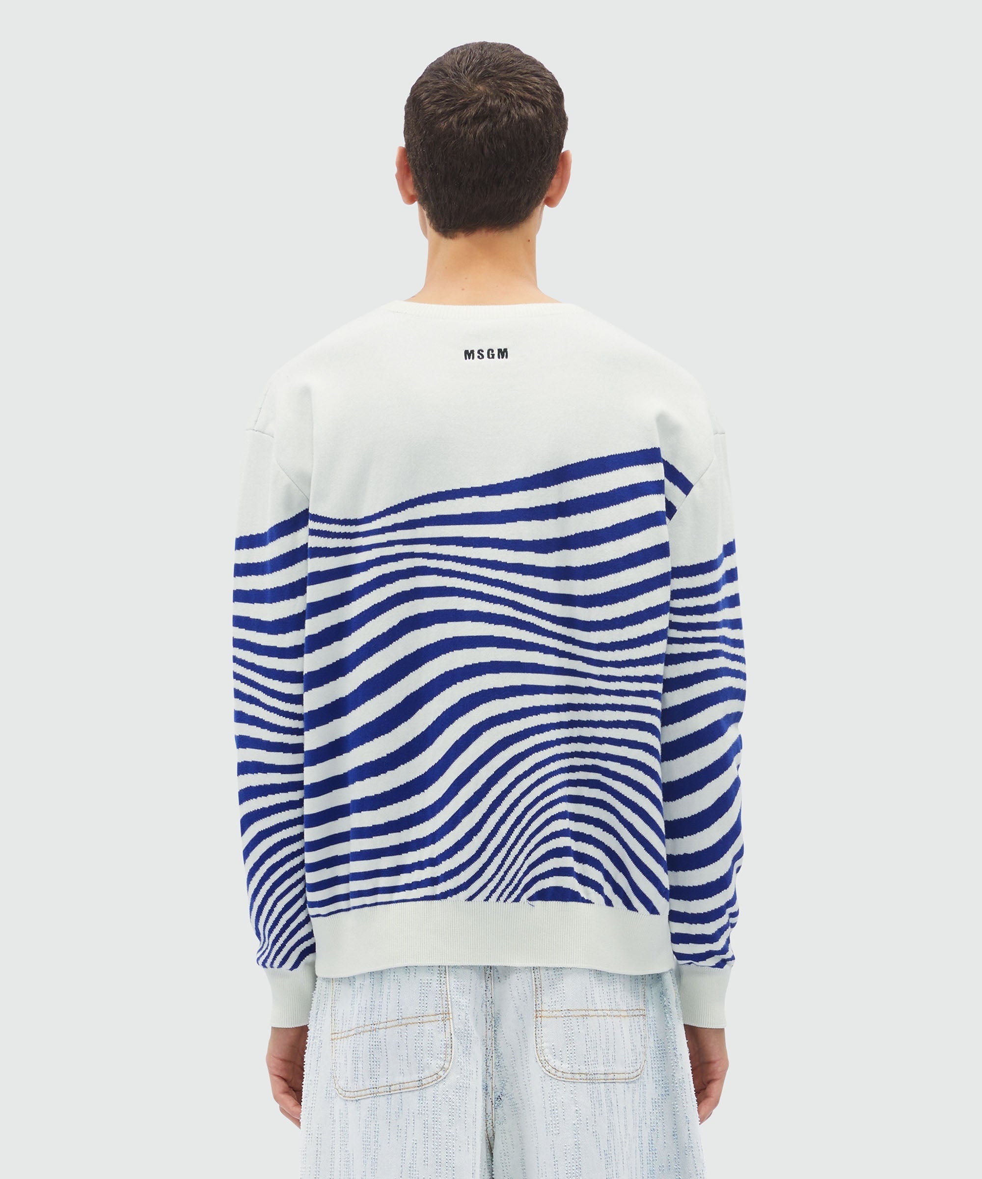 Wave patterned cotton sweater - 3