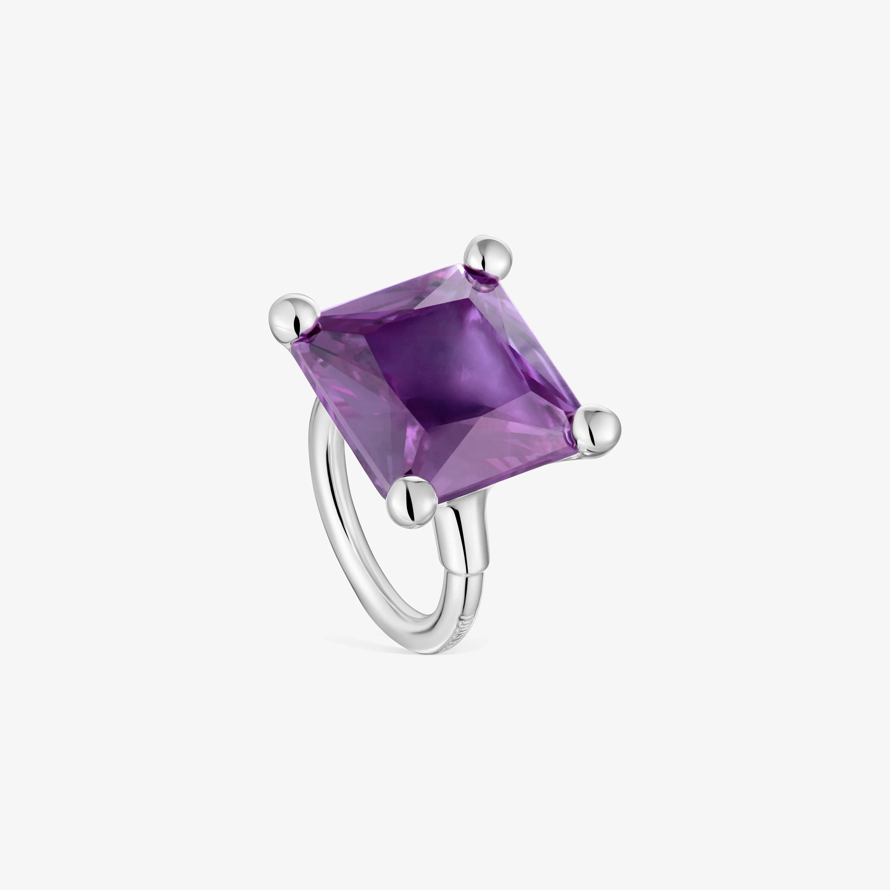 Large silver ring and lab-grown lilac sapphire TOUS Color LGG - 1