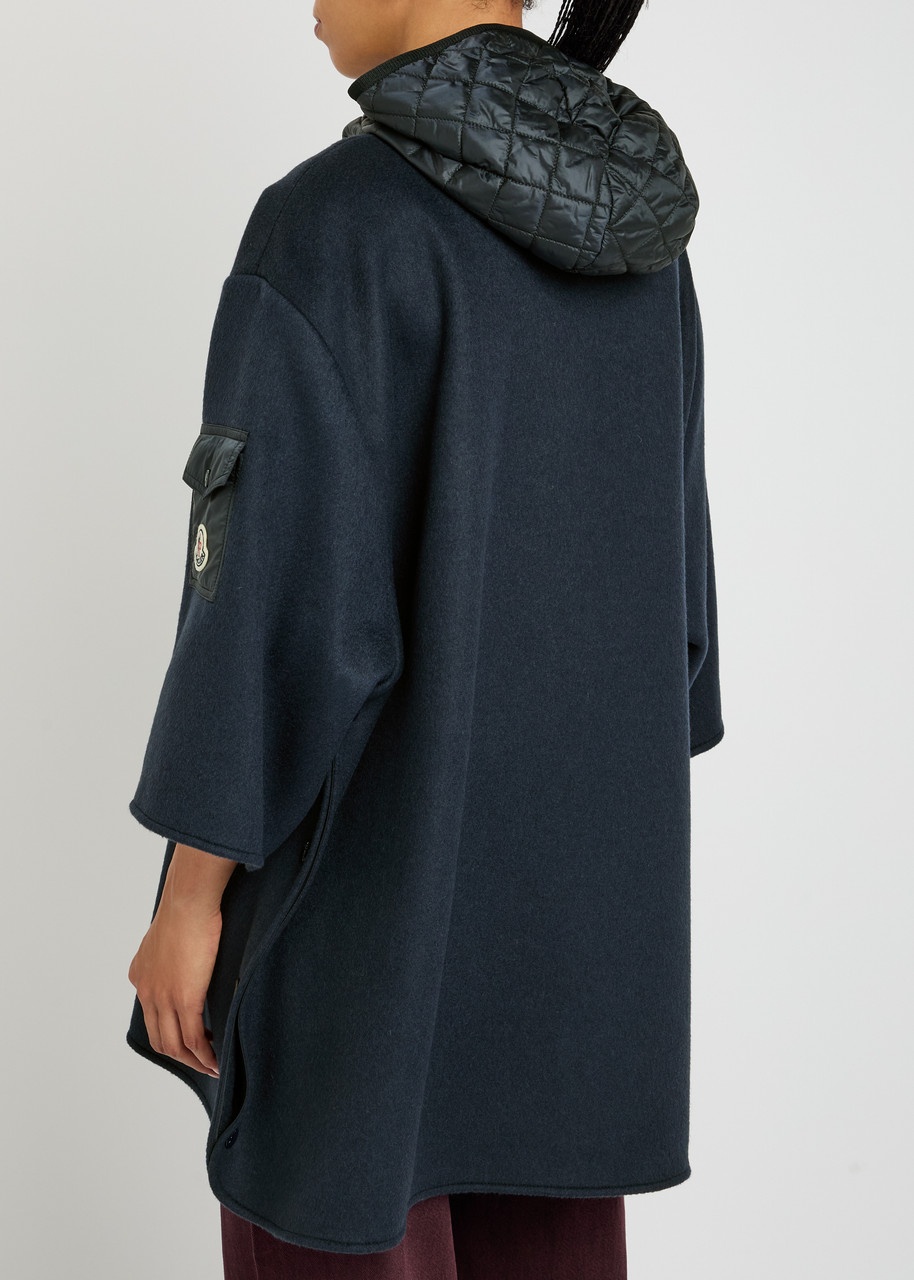 Moncler Hooded Shell and Wool-blend Cape Coat - 3