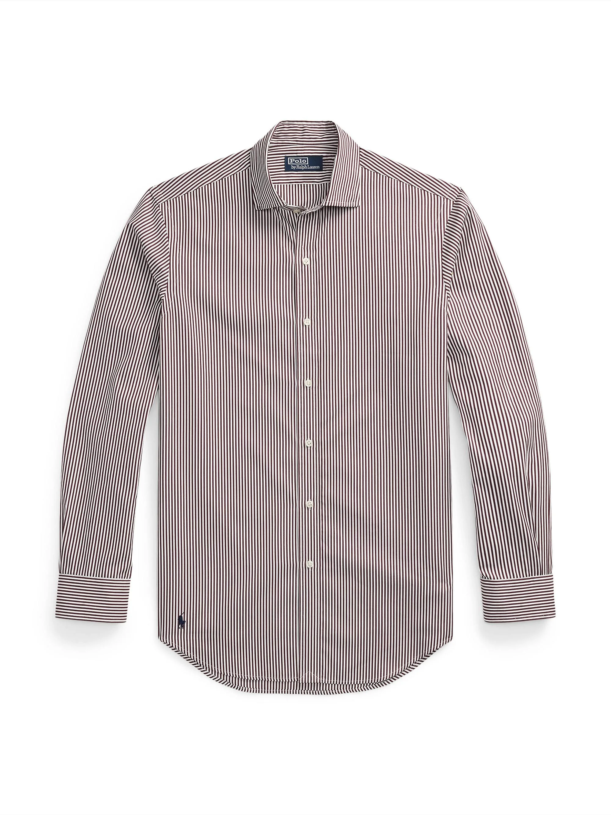 Men's Striped Poplin Button-Front Shirt - Classic Wine White - 1
