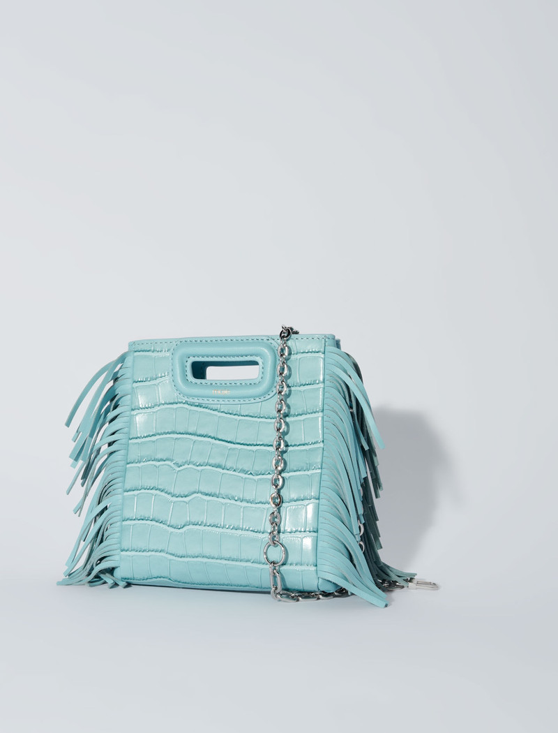 Mini embossed-leather M bag with chain 5