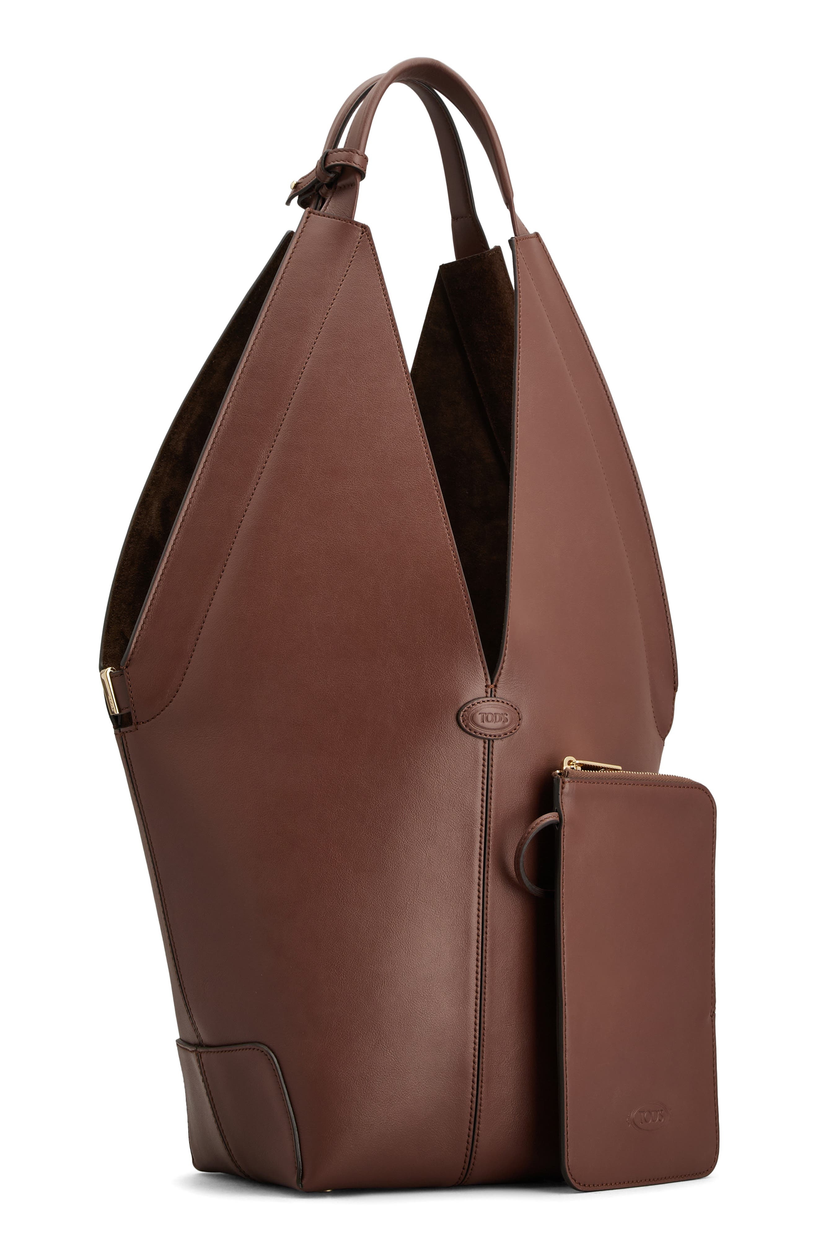 Tod's Small Sacca Leather Bucket Bag in Mogano at Nordstrom - 7