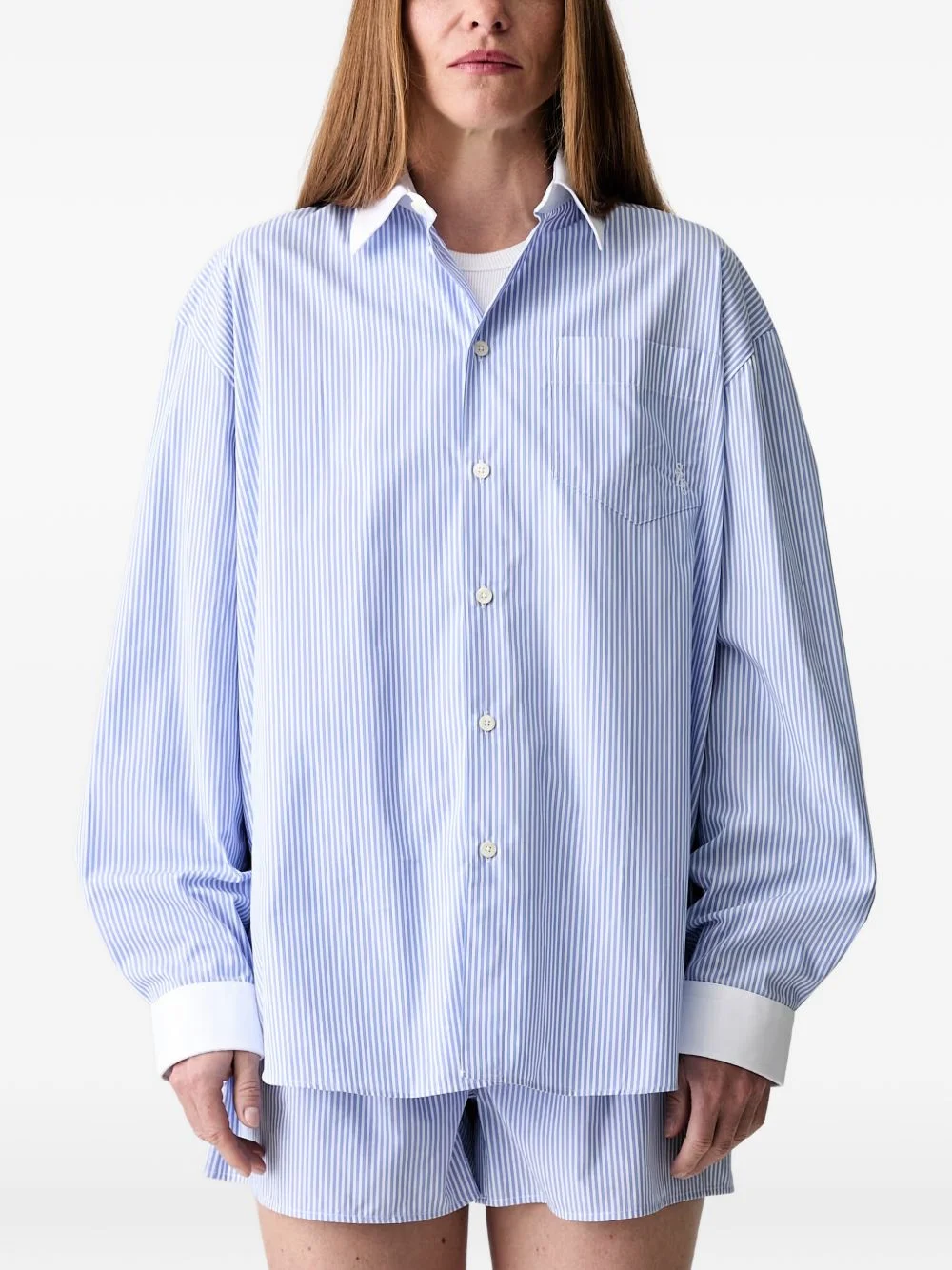 SRC striped embroidered-logo shirt - 1