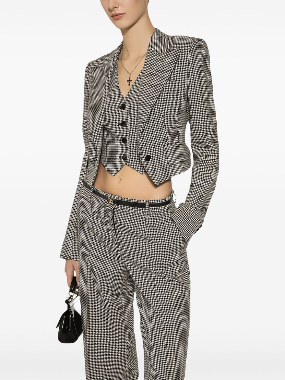 check pattern cropped jacket - 3