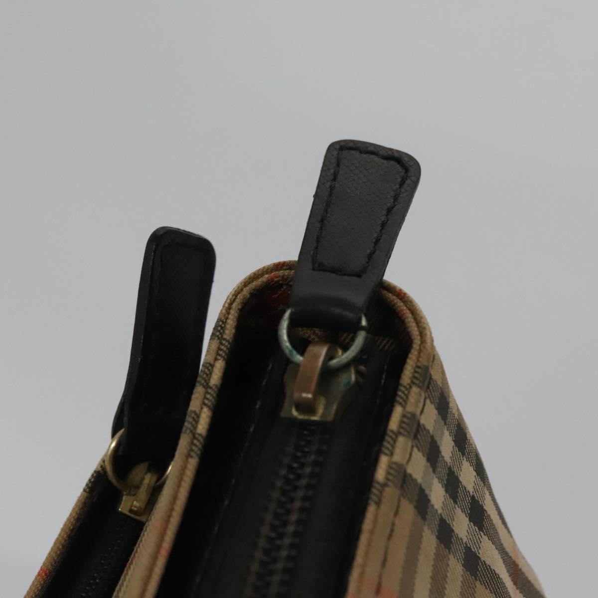 Burberry Nova Check Hand Bag Canvas Leather Beige Black Gold - 16