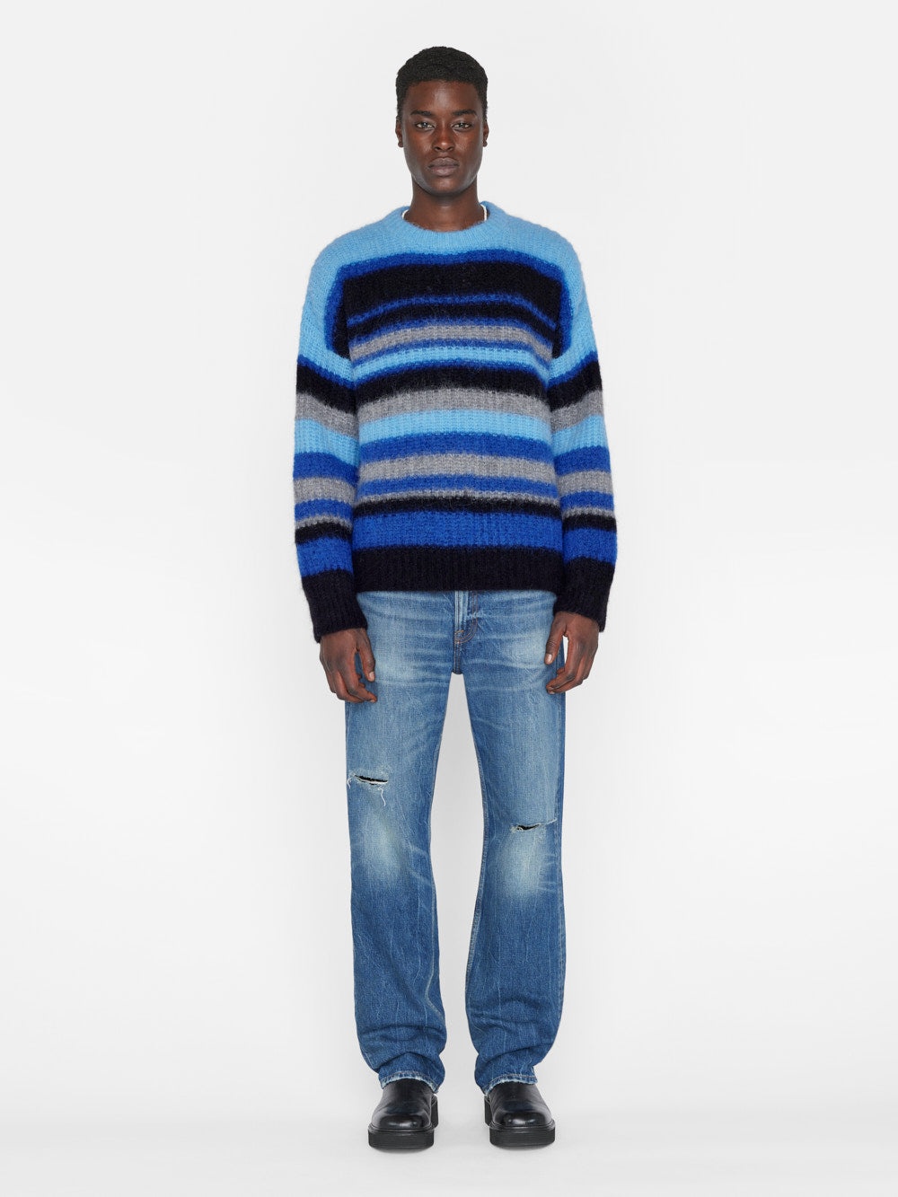 Alpaca Sweater in Sky Blue Multi - 2