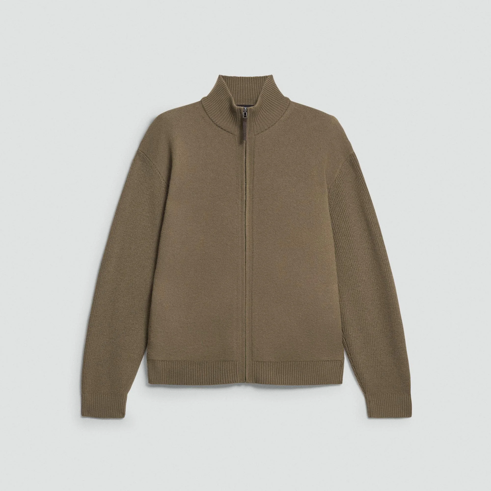 Turtleneck Cardigan in Boiled Wool - 1