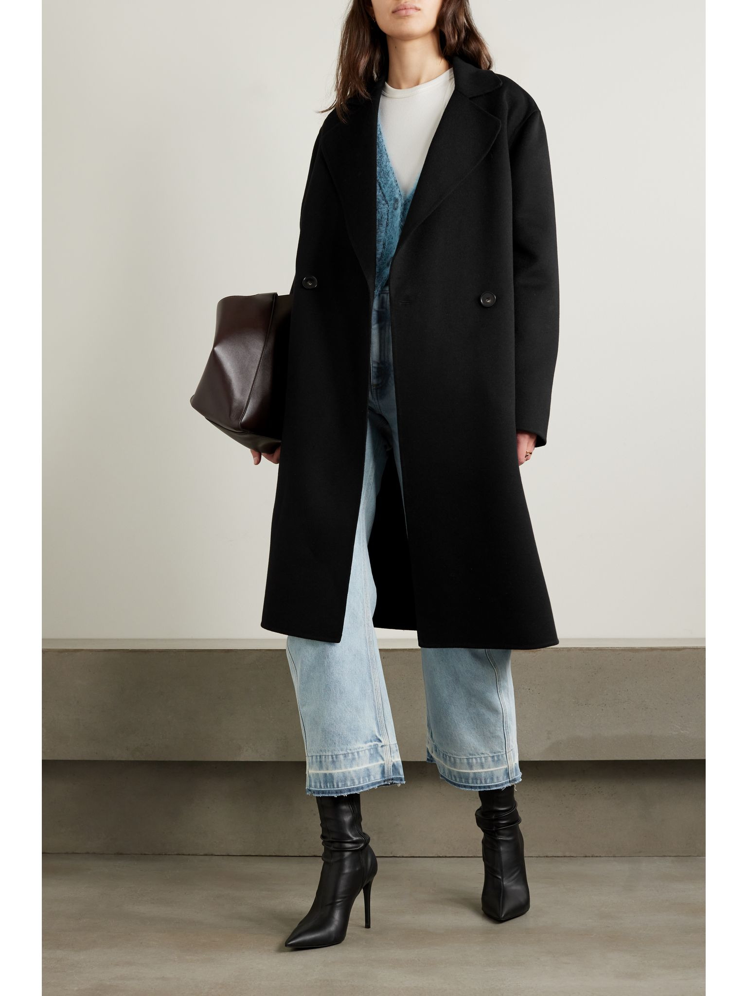 Iconic double-breasted wool coat Black - 2