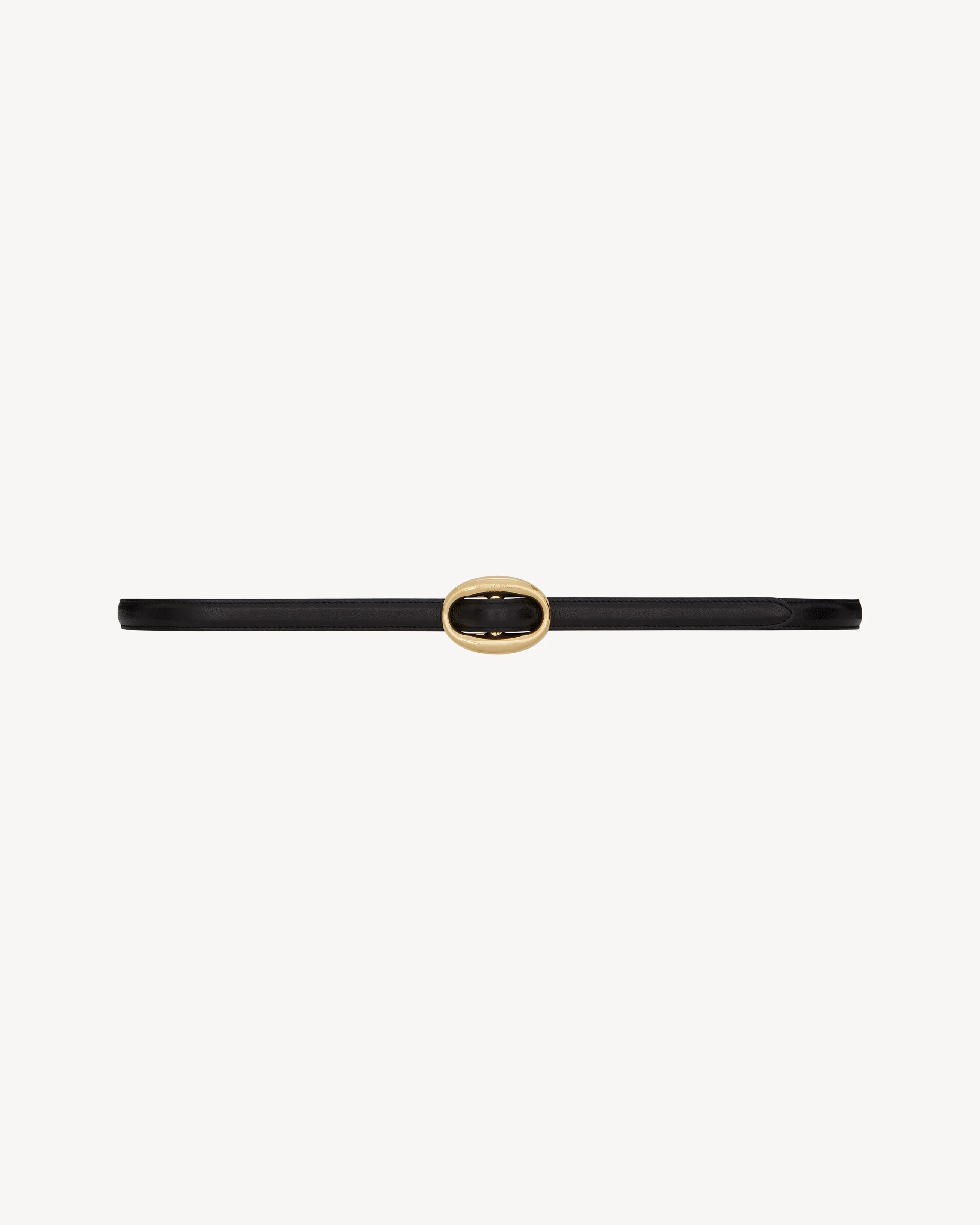 oval buckle thin belt in smooth leather - 1